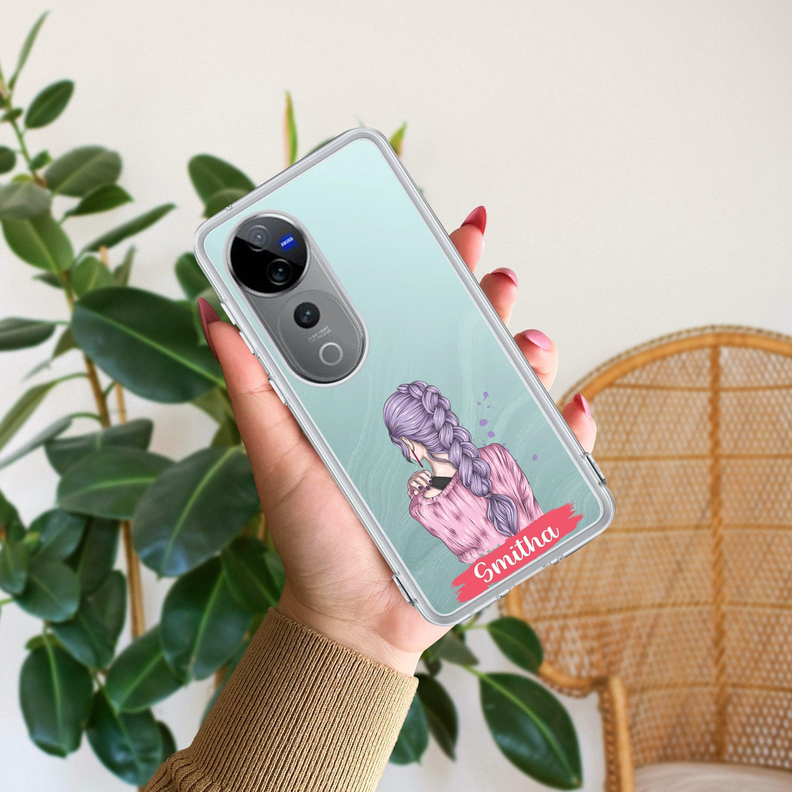 Braid Girl Customize Transparent Silicon Case For Vivo T1 5G