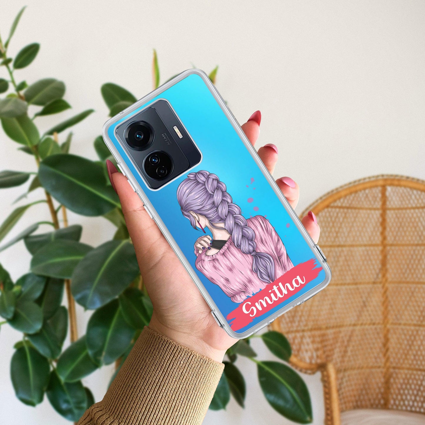 Braid Girl Customize Transparent Silicon Case For Vivo