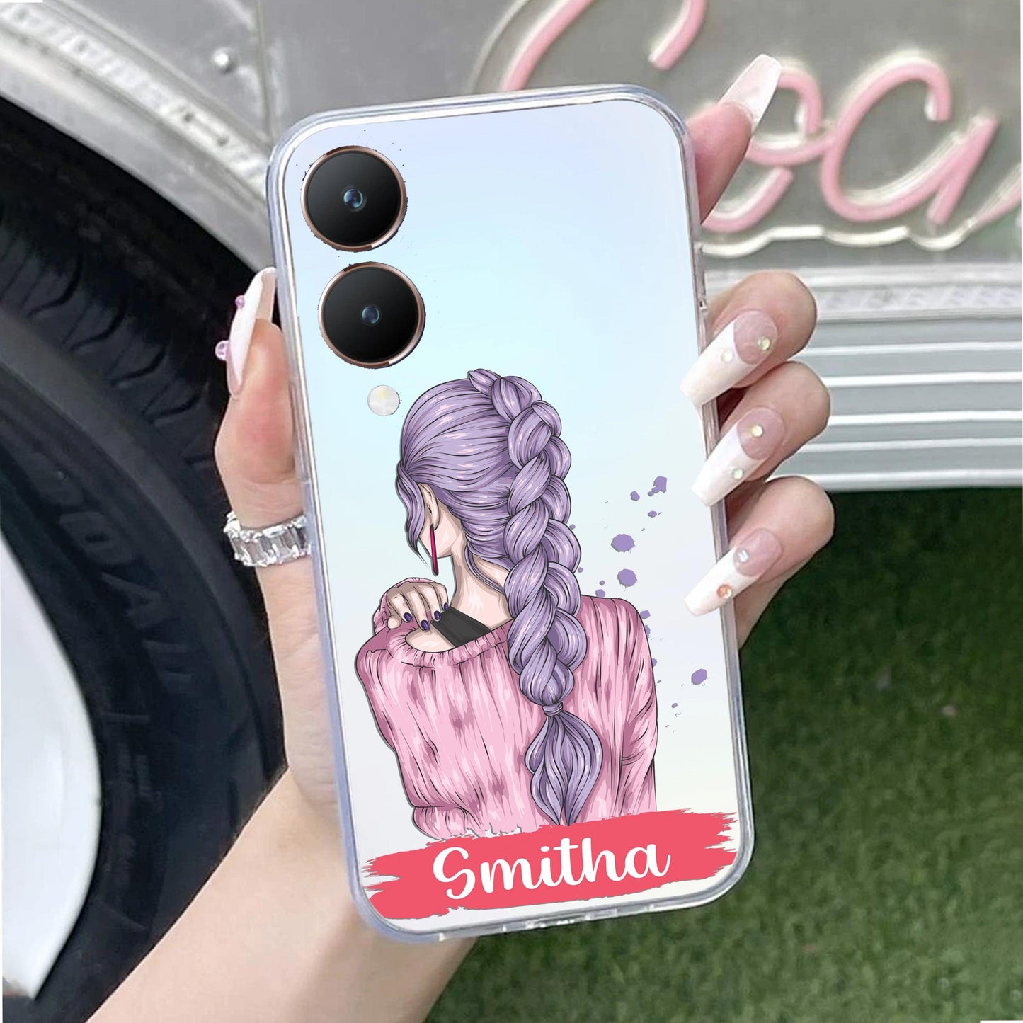 Braid Girl Customize Transparent Silicon Case For Vivo