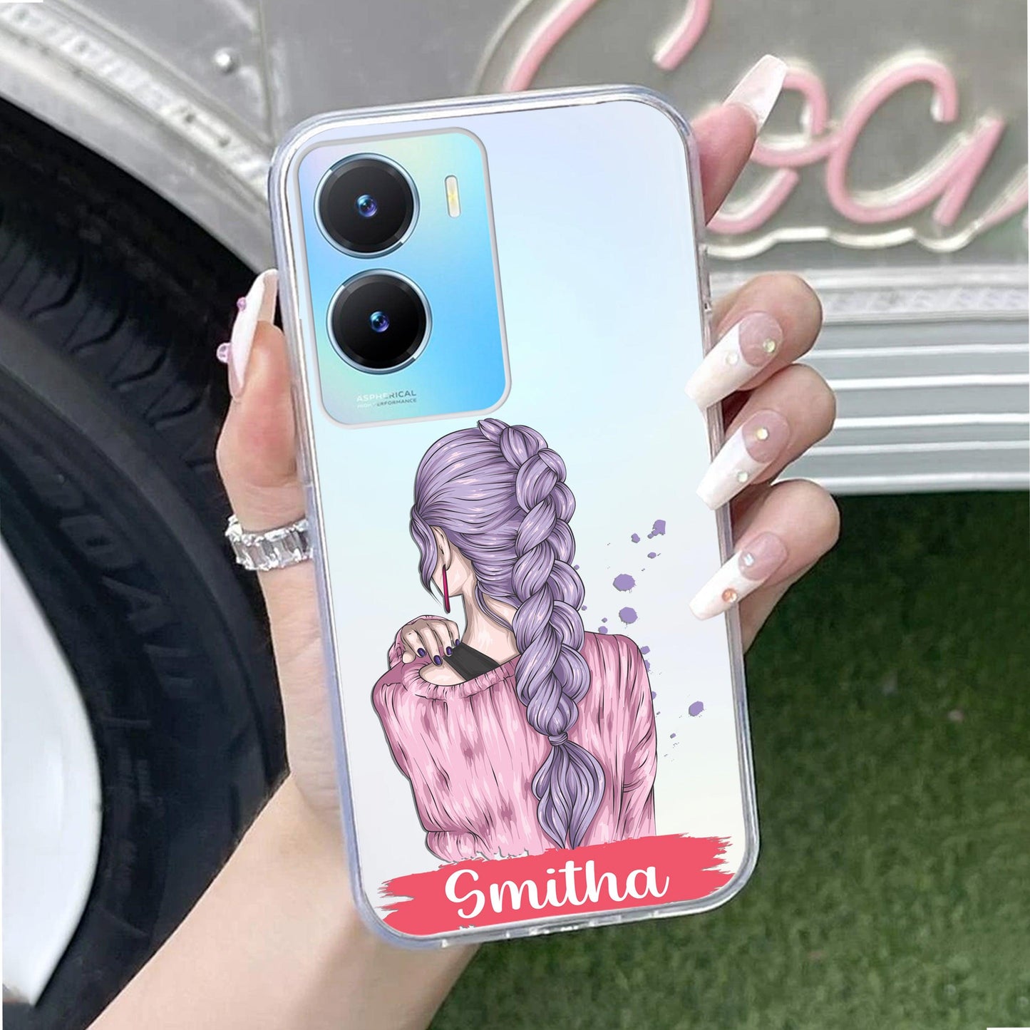 Braid Girl Customize Transparent Silicon Case For Vivo