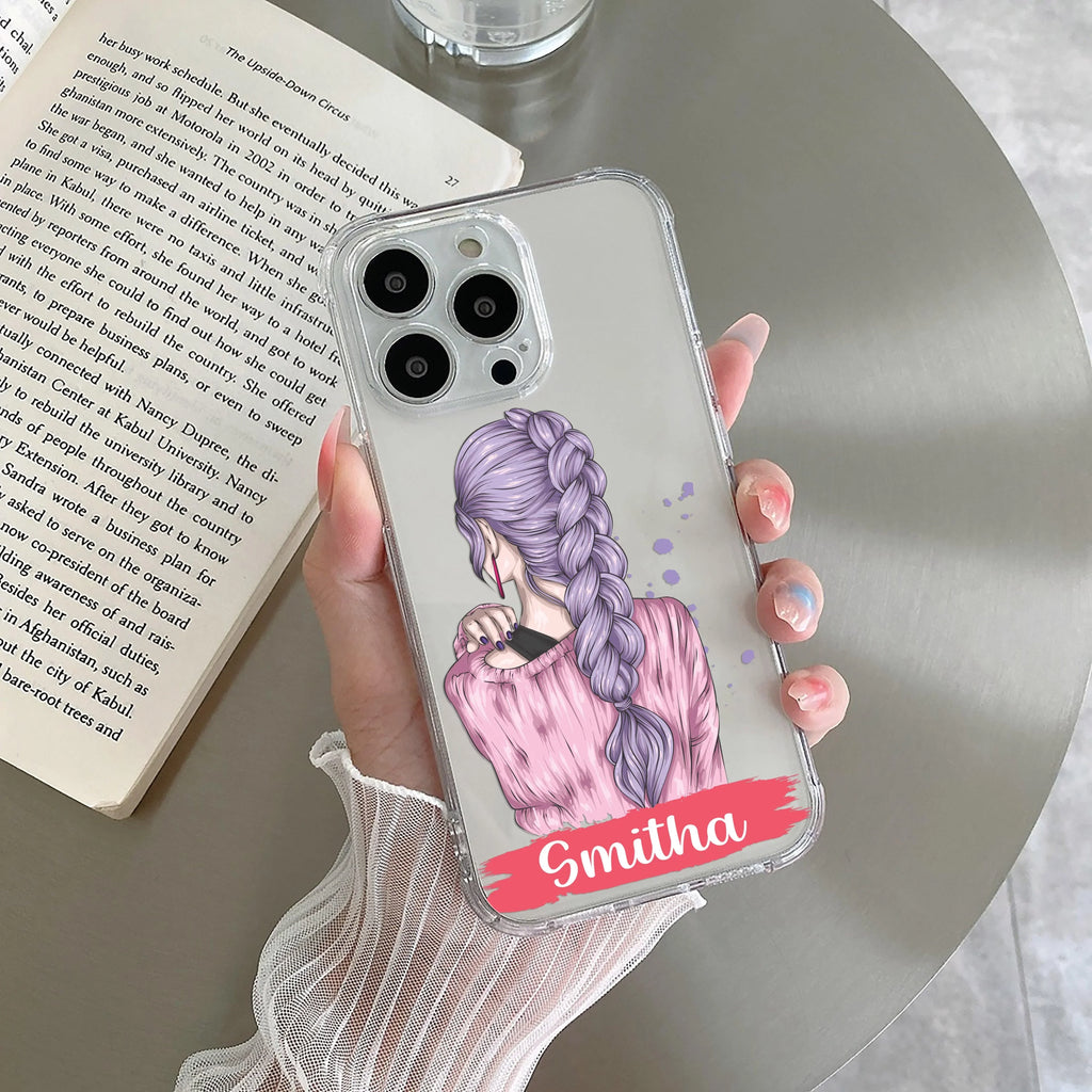 Braid Girl Customize Transparent Silicon Case For Vivo Y22