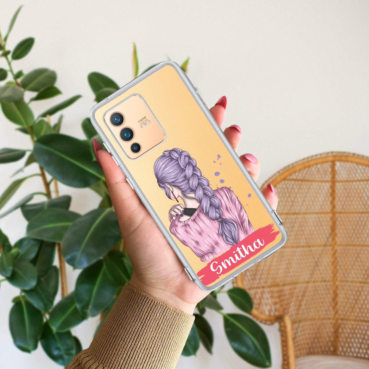 Braid Girl Customize Transparent Silicon Case For Vivo