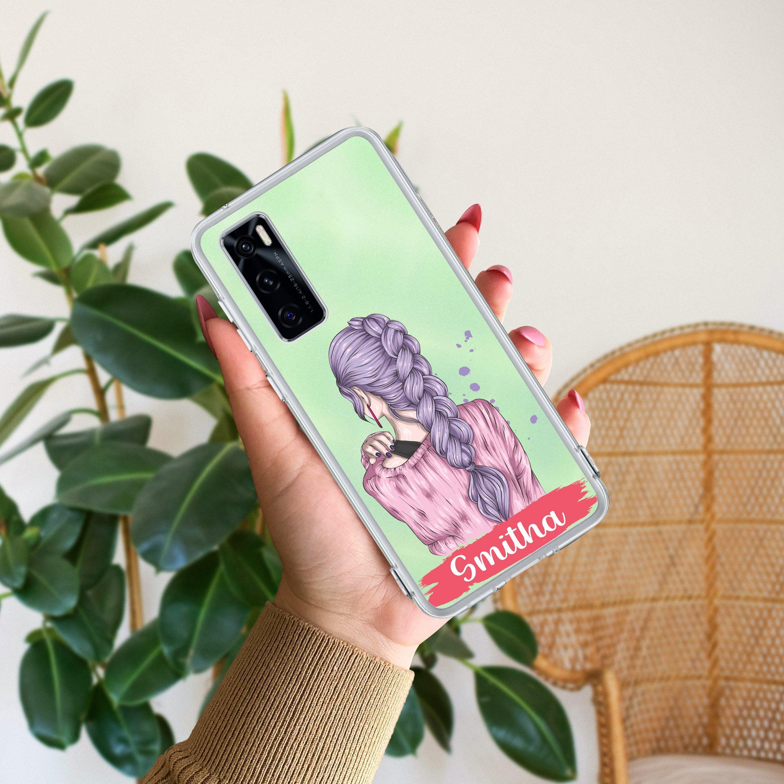 Braid Girl Customize Transparent Silicon Case For Vivo T4x 5G