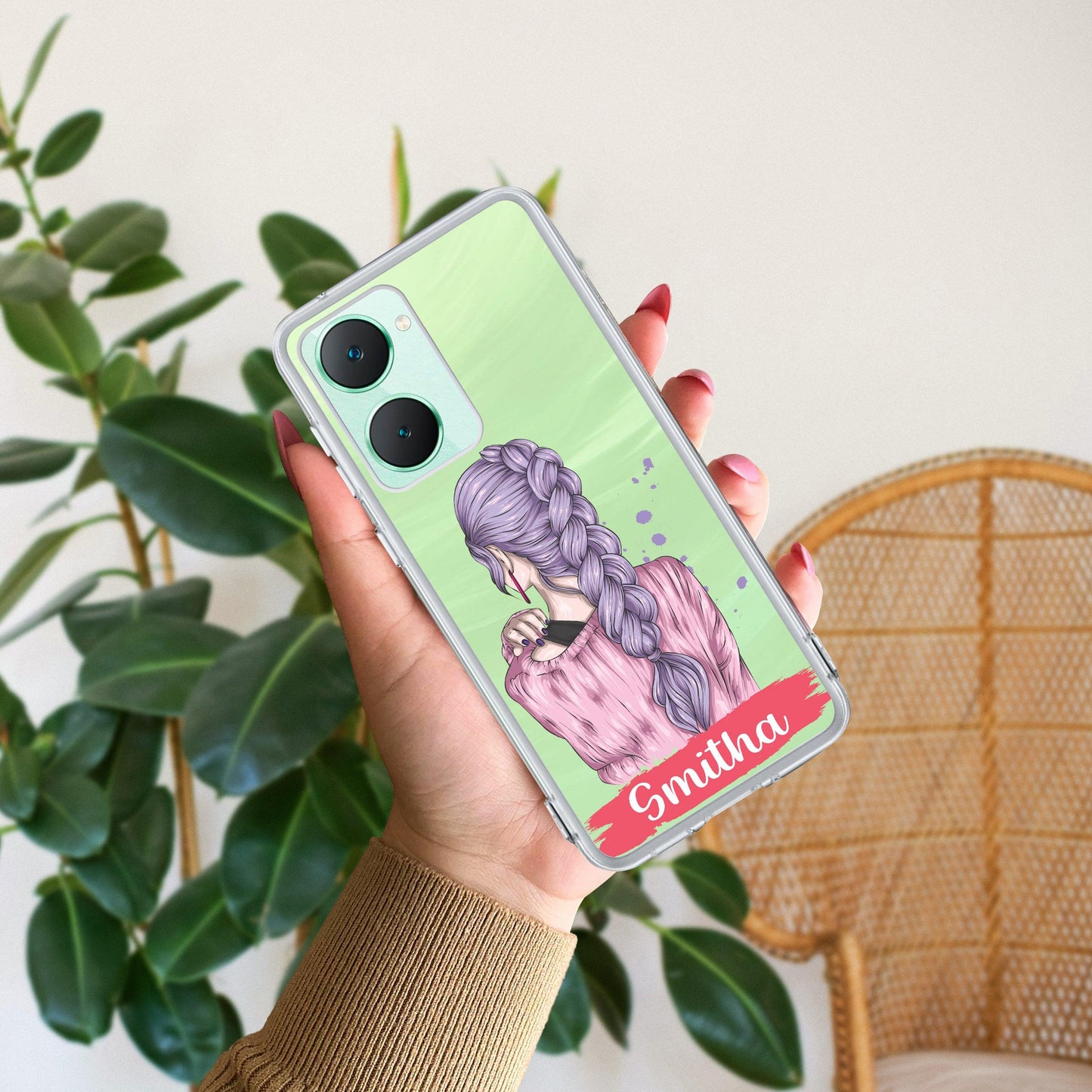 Braid Girl Customize Transparent Silicon Case For Vivo