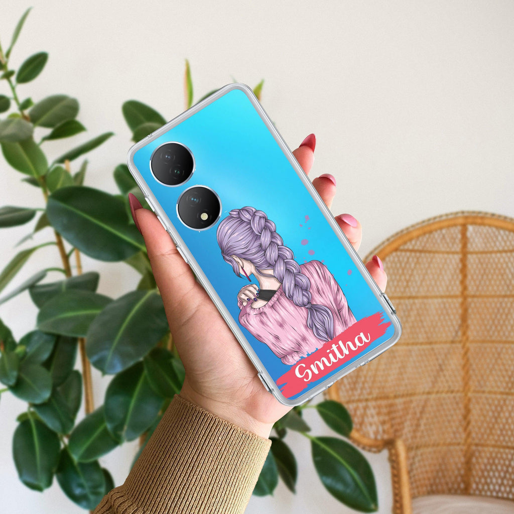 Braid Girl Customize Transparent Silicon Case For Vivo Y100 5G /  Vivo Y100A 5G