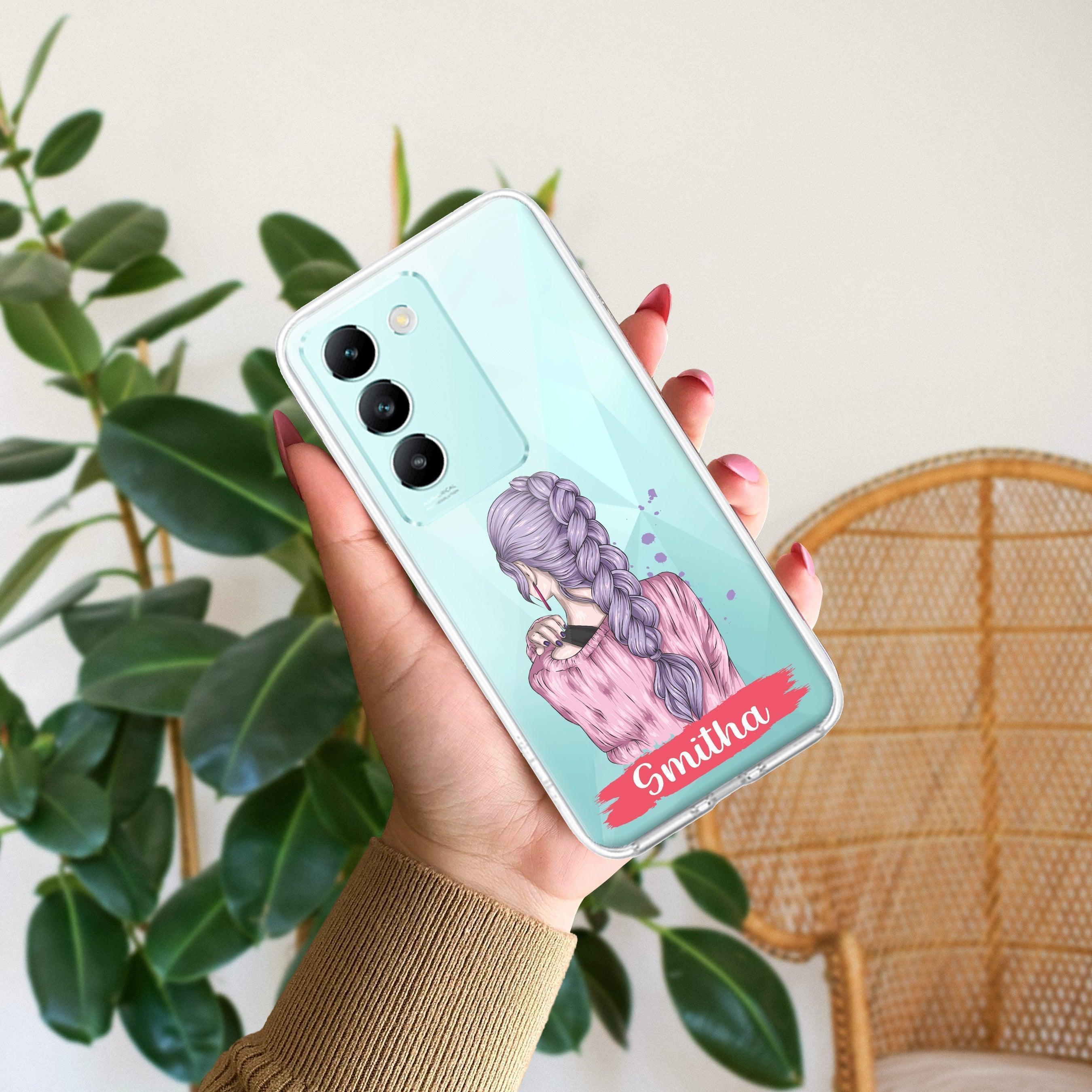 Braid Girl Customize Transparent Silicon Case For Vivo Y21 / Vivo Y21A / Vivo Y21E /Vivo Y21S/ Vivo Y21T