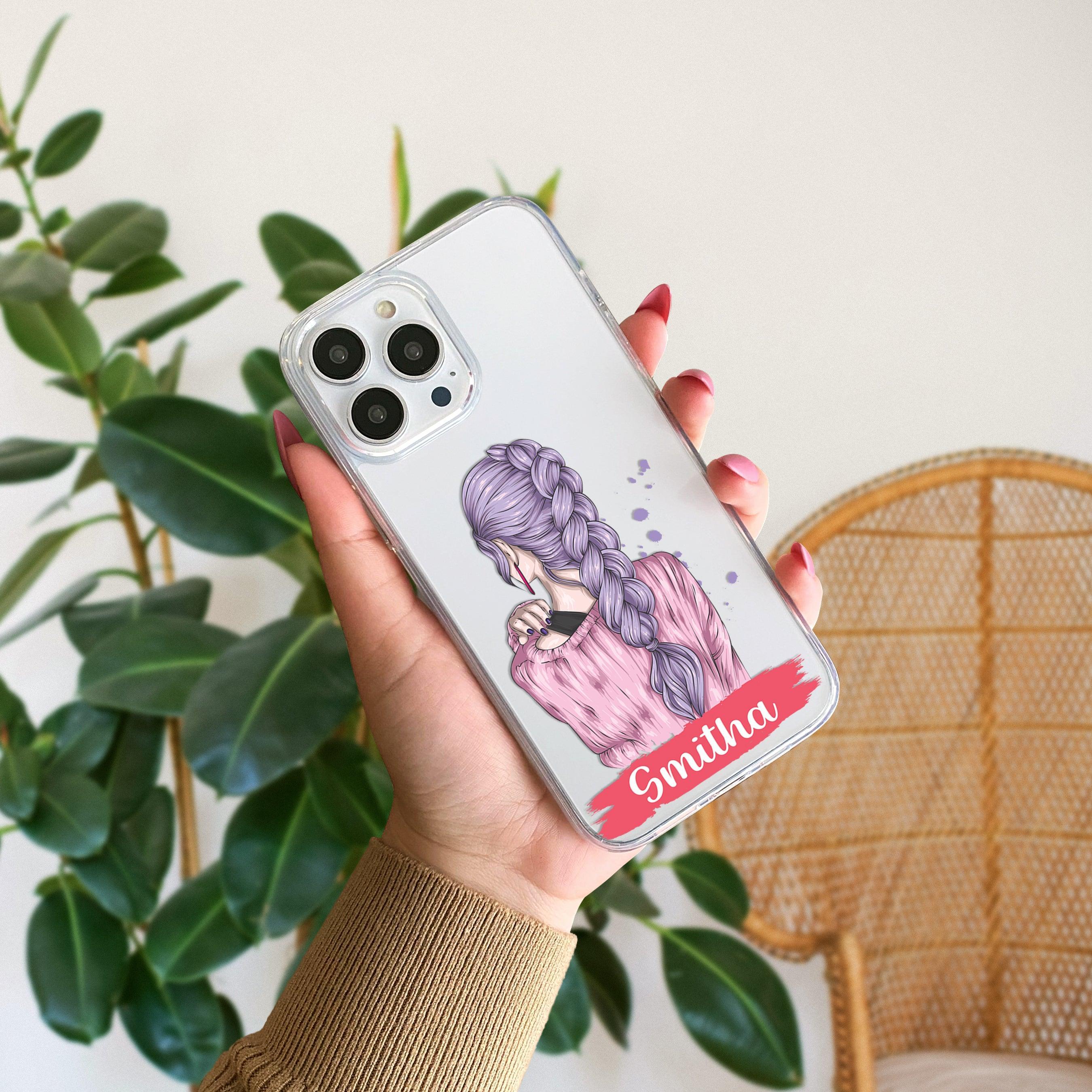 Braid Girl Customize Transparent Silicon Case For iPhone 14 Pro Max