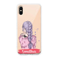Braid Girl Customize Transparent Silicon Case For iPhone X/Xs