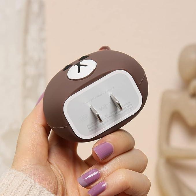 BrownBear 3D Cartoon Silicone ChargerCover for iPhone 18W/20W 360° Full Protection - ShopOnCliQ