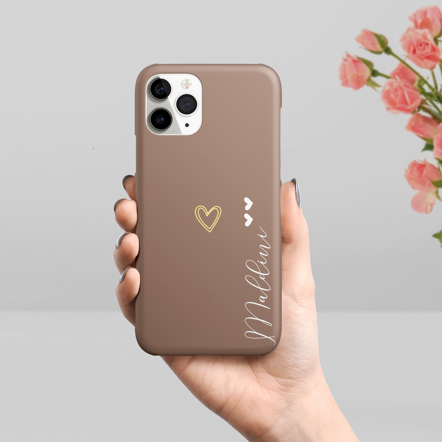 Grey And Brown Heart Phone Case Cover