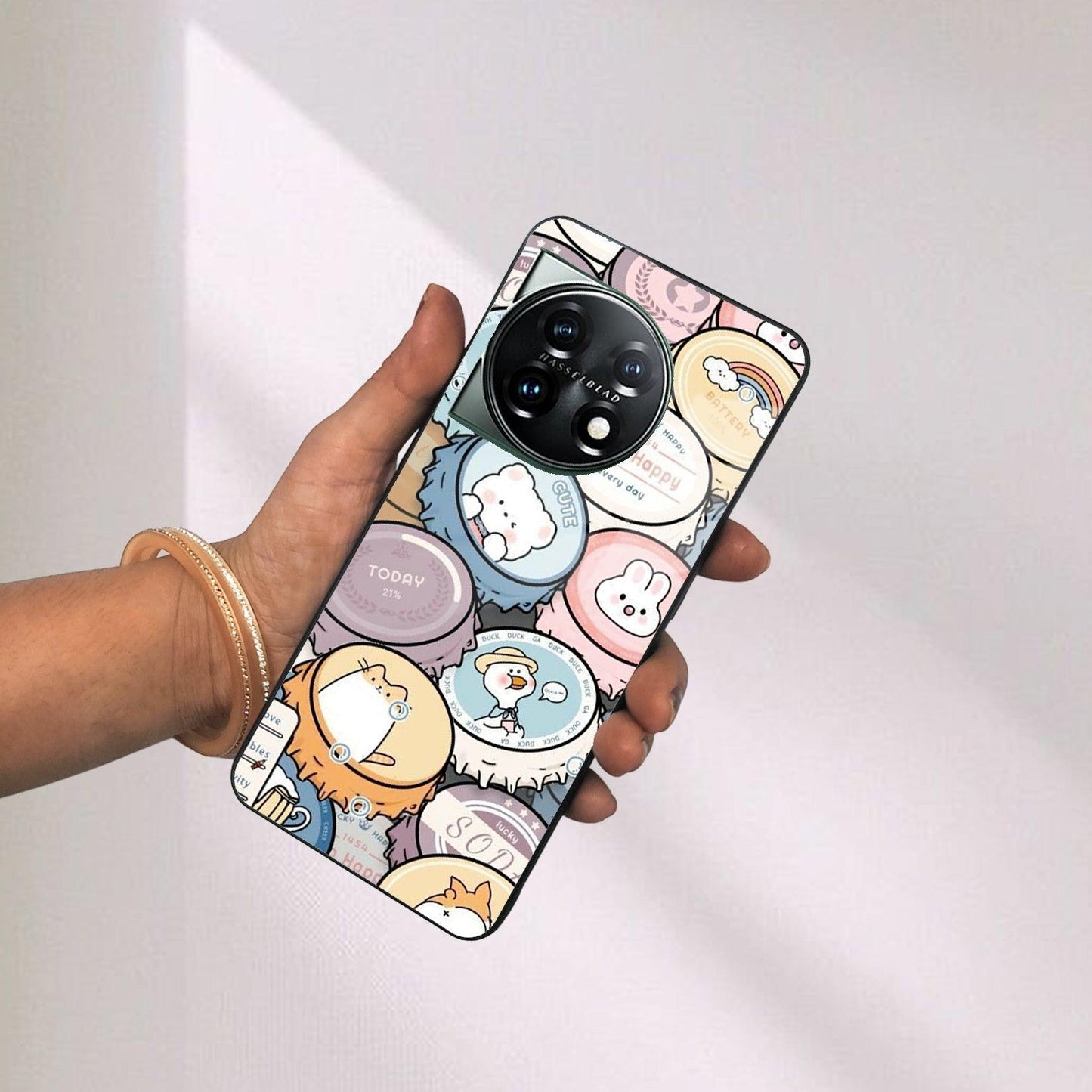 Bunny Buddies Glass Case Cover For OnePlus - ShopOnCliQ