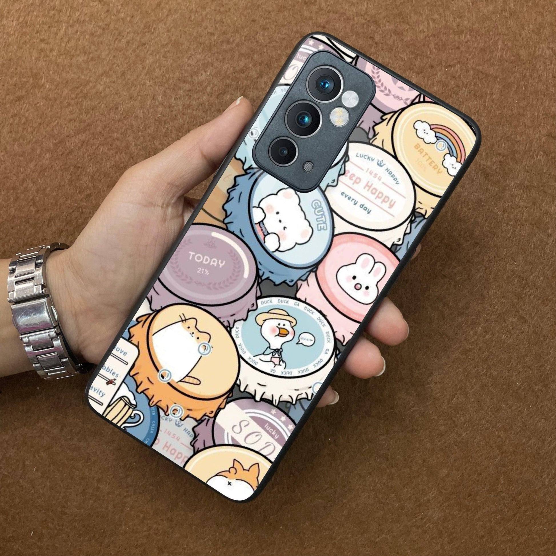 Bunny Buddies Glass Case Cover For OnePlus - ShopOnCliQ