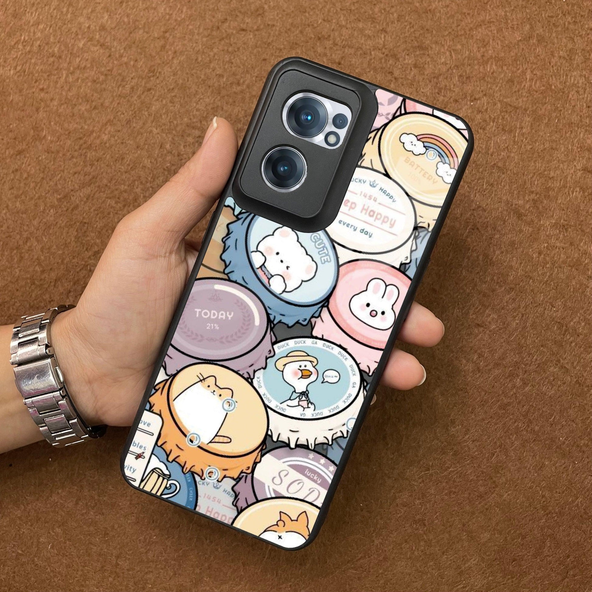 Bunny Buddies Glass Case Cover For OnePlus - ShopOnCliQ