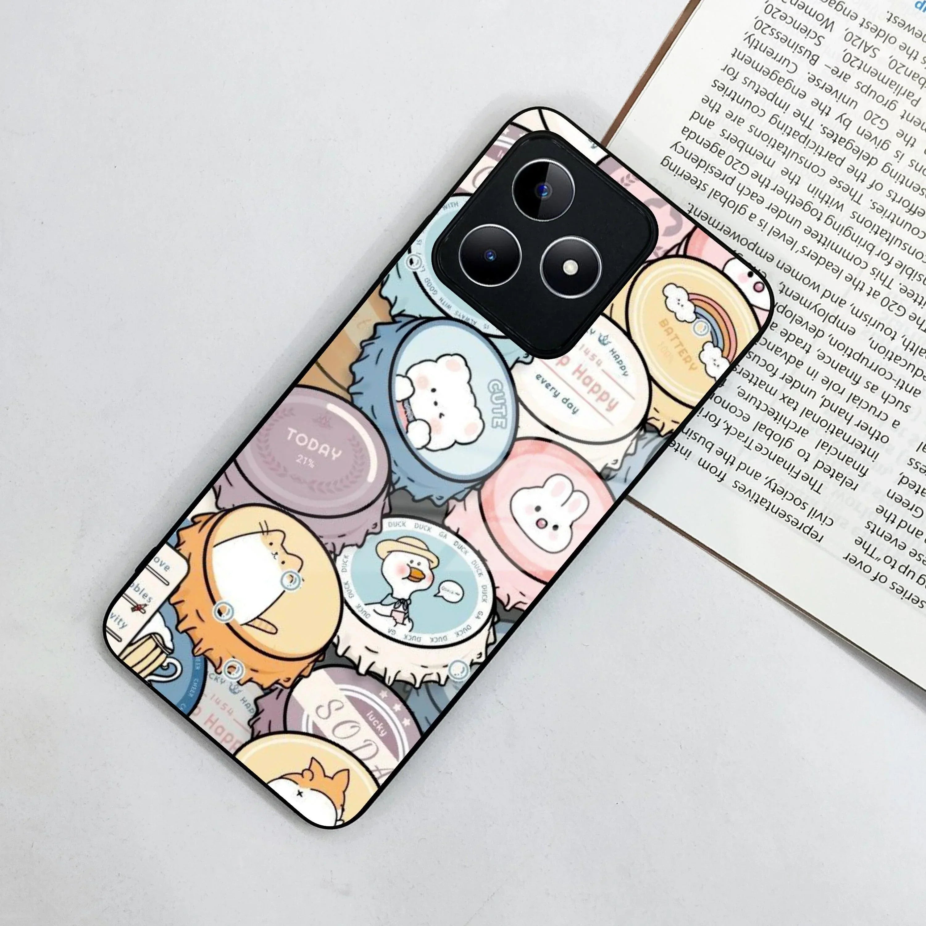 Bunny Buddies Glass Case Cover For Realme/Narzo - ShopOnCliQ