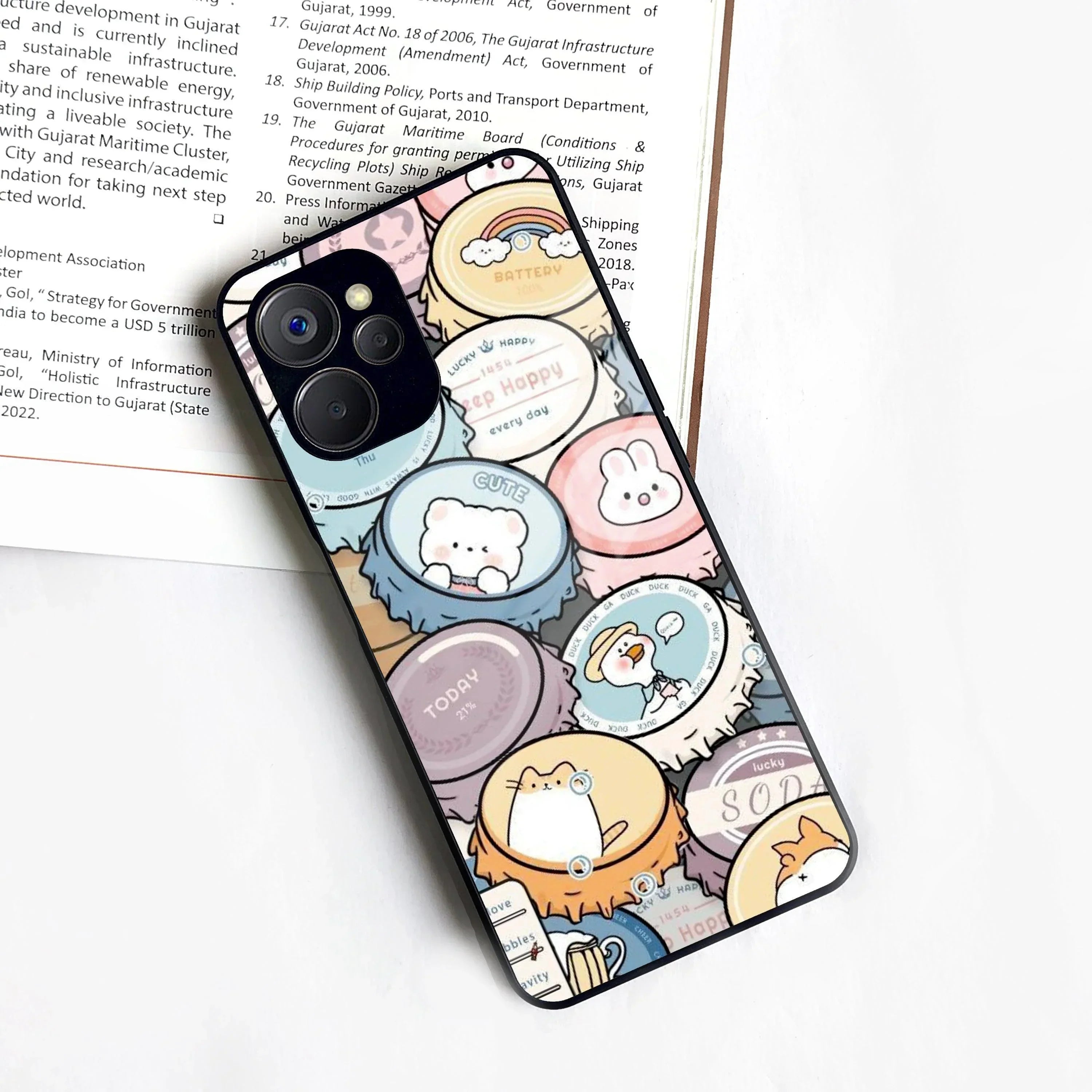 Bunny Buddies Glass Case Cover For Realme/Narzo - ShopOnCliQ