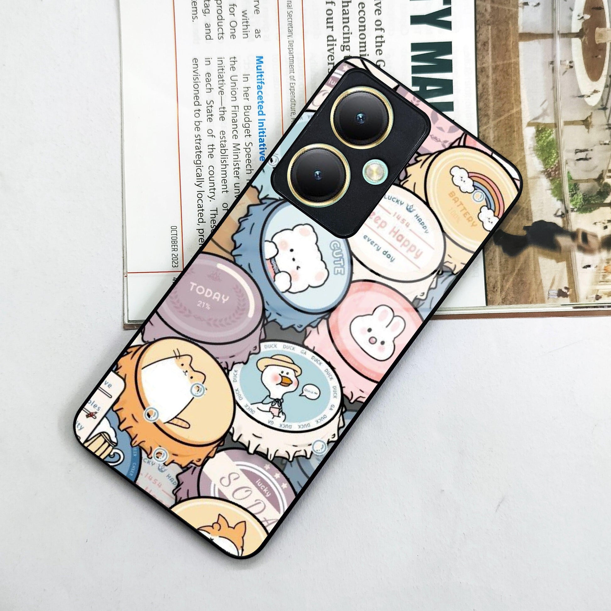 Bunny Buddies Glass Case Cover For Vivo - ShopOnCliQ