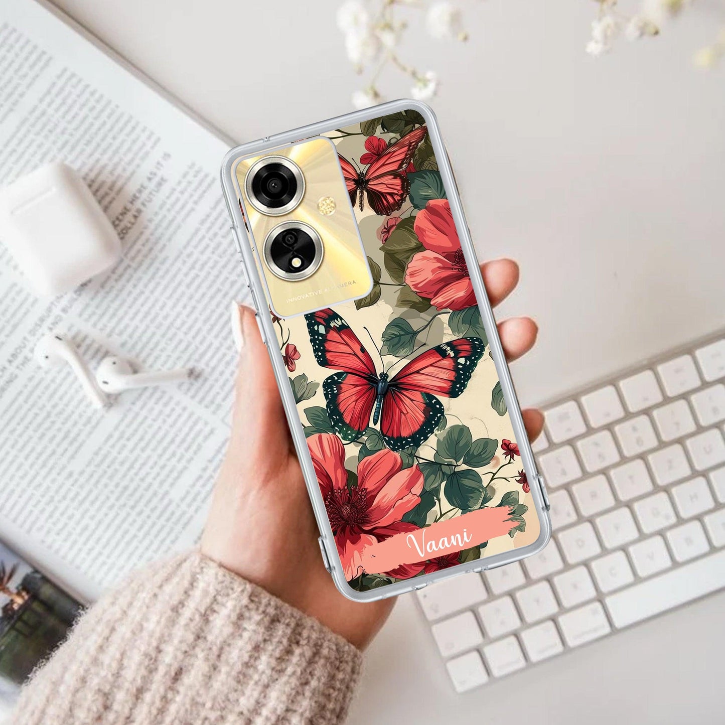 Butterfly  Customize Transparent Silicon Case For Oppo