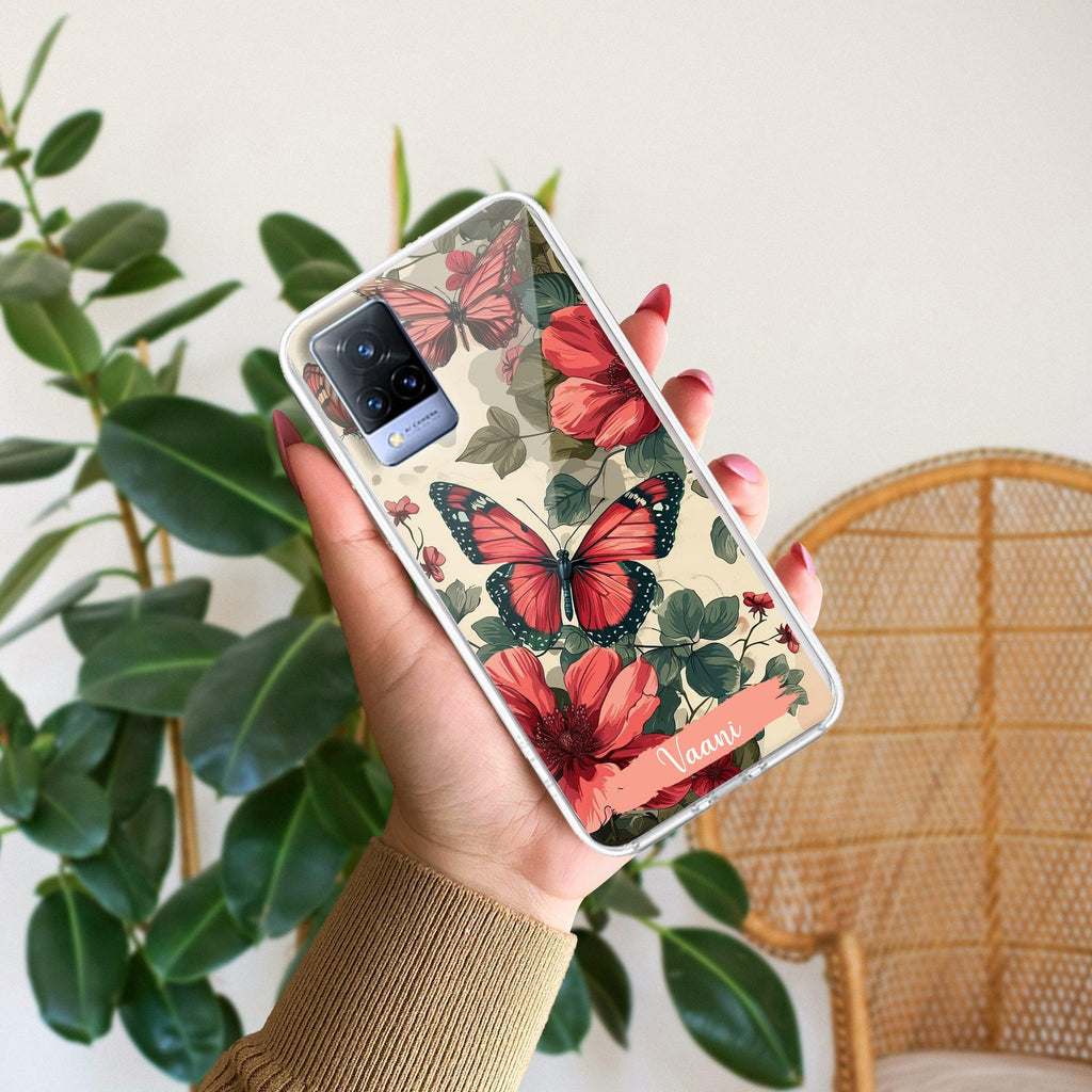 Butterfly  Customize Transparent Silicon Case For Vivo V21 5G