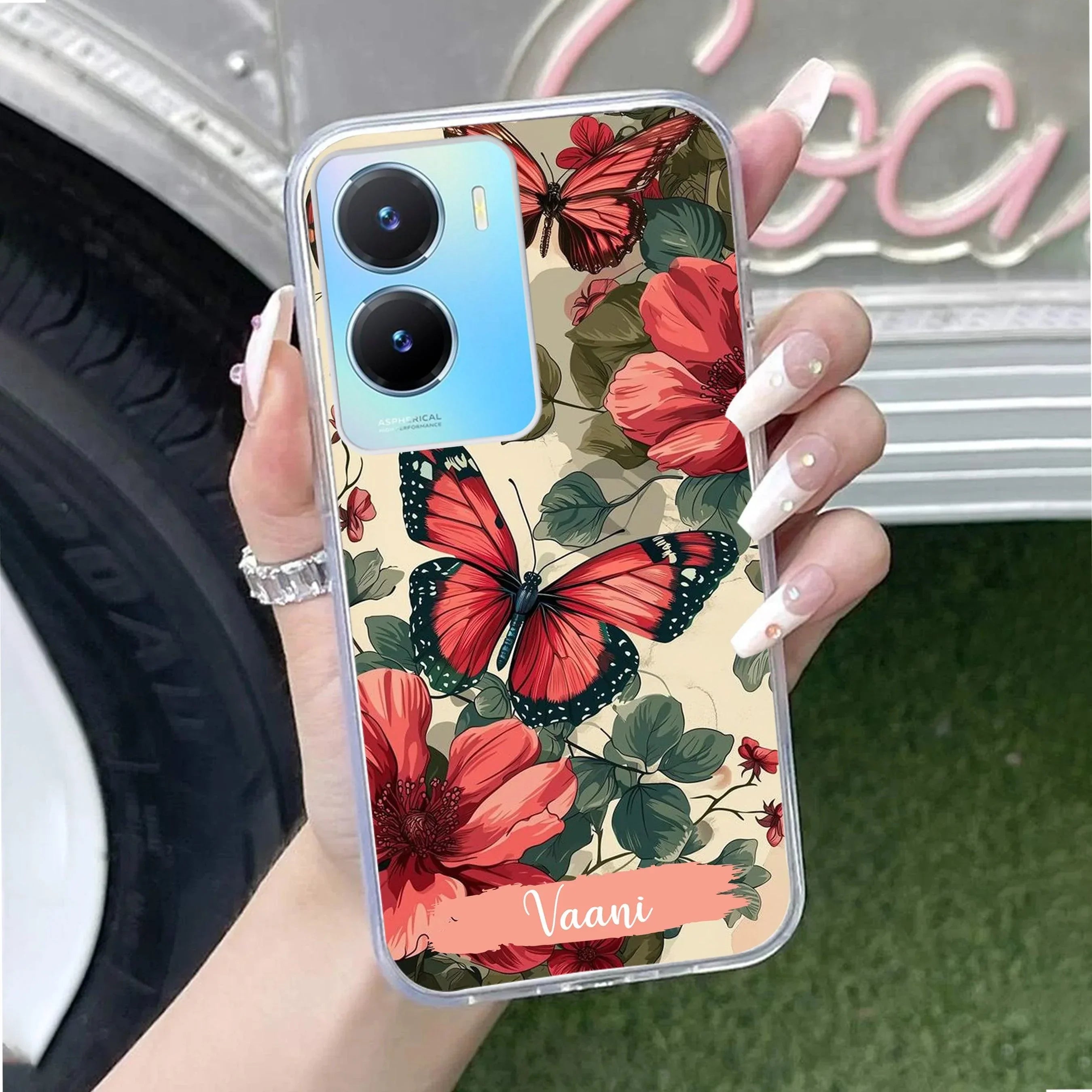 Butterfly  Customize Transparent Silicon Case For Vivo Y16