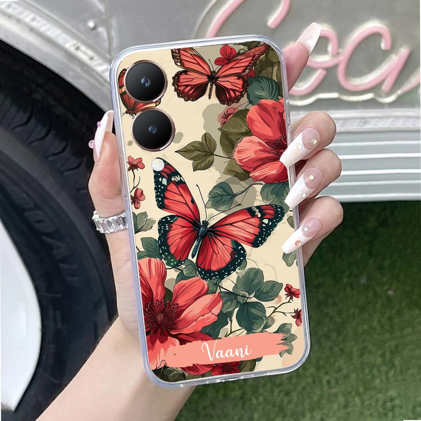 Butterfly Customize Transparent Silicon Case For Vivo ShopOnCliQ