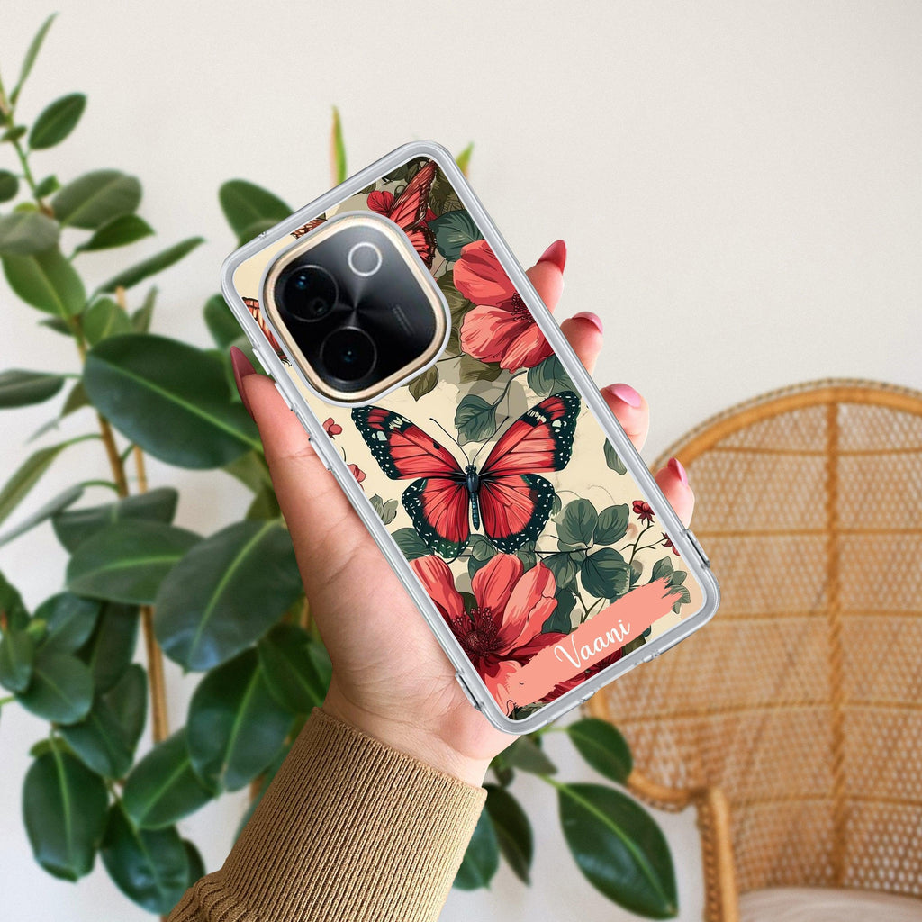 Butterfly  Customize Transparent Silicon Case For Vivo Y35