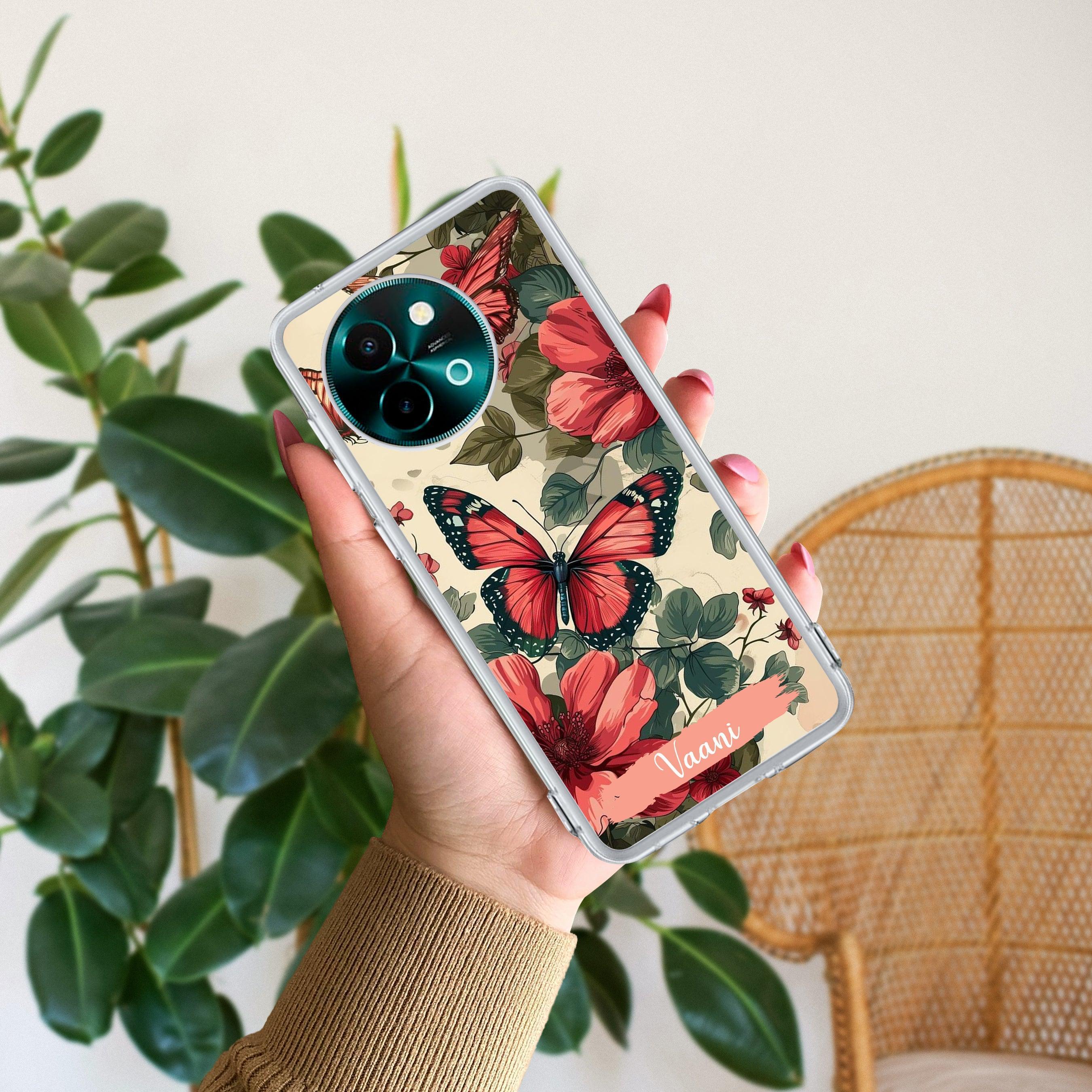 Butterfly  Customize Transparent Silicon Case For Vivo X90 5G