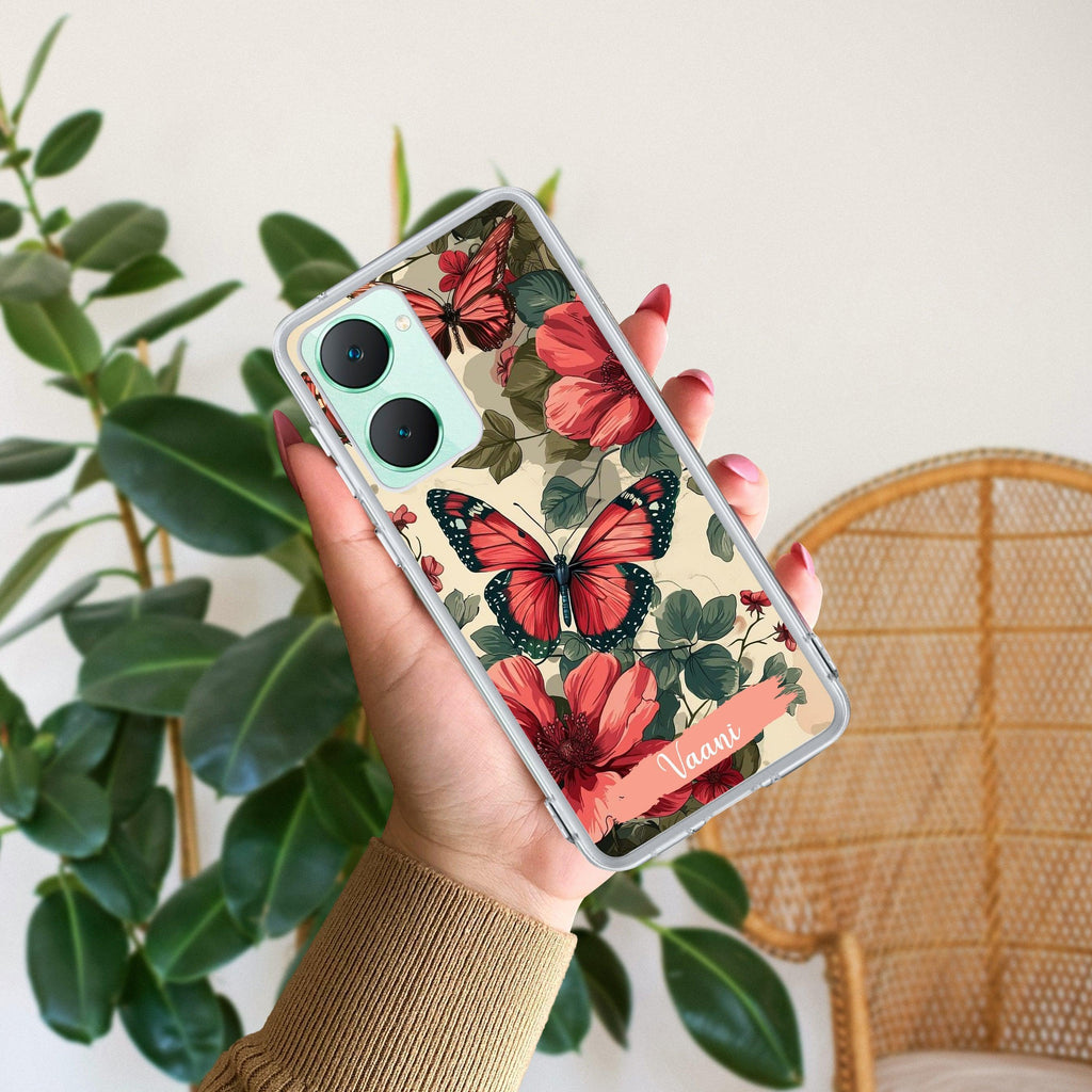 Butterfly  Customize Transparent Silicon Case For Vivo X90 Pro 5G