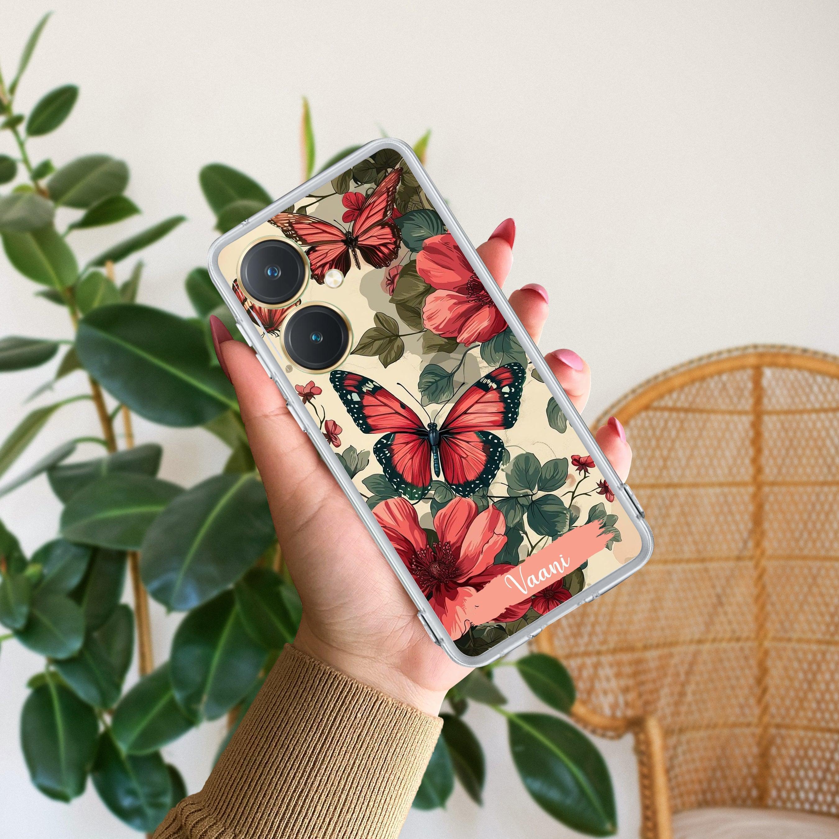 Butterfly  Customize Transparent Silicon Case For Vivo Y27 4G