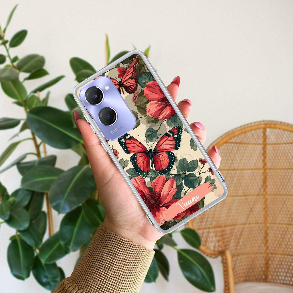 Butterfly  Customize Transparent Silicon Case For Vivo T1 44W