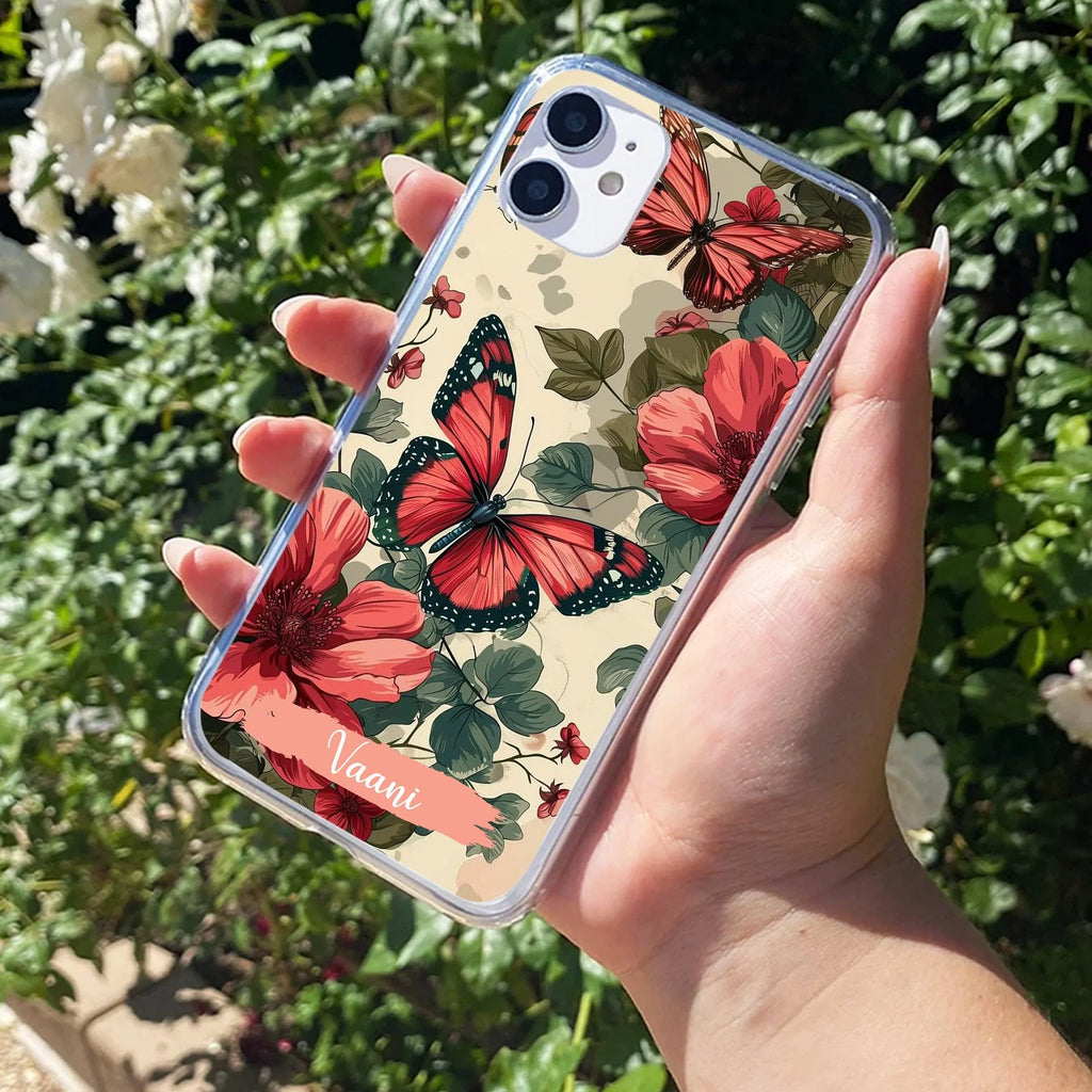 Butterfly Customize Anti Yellow Clear Case For iPhone 12 Mini