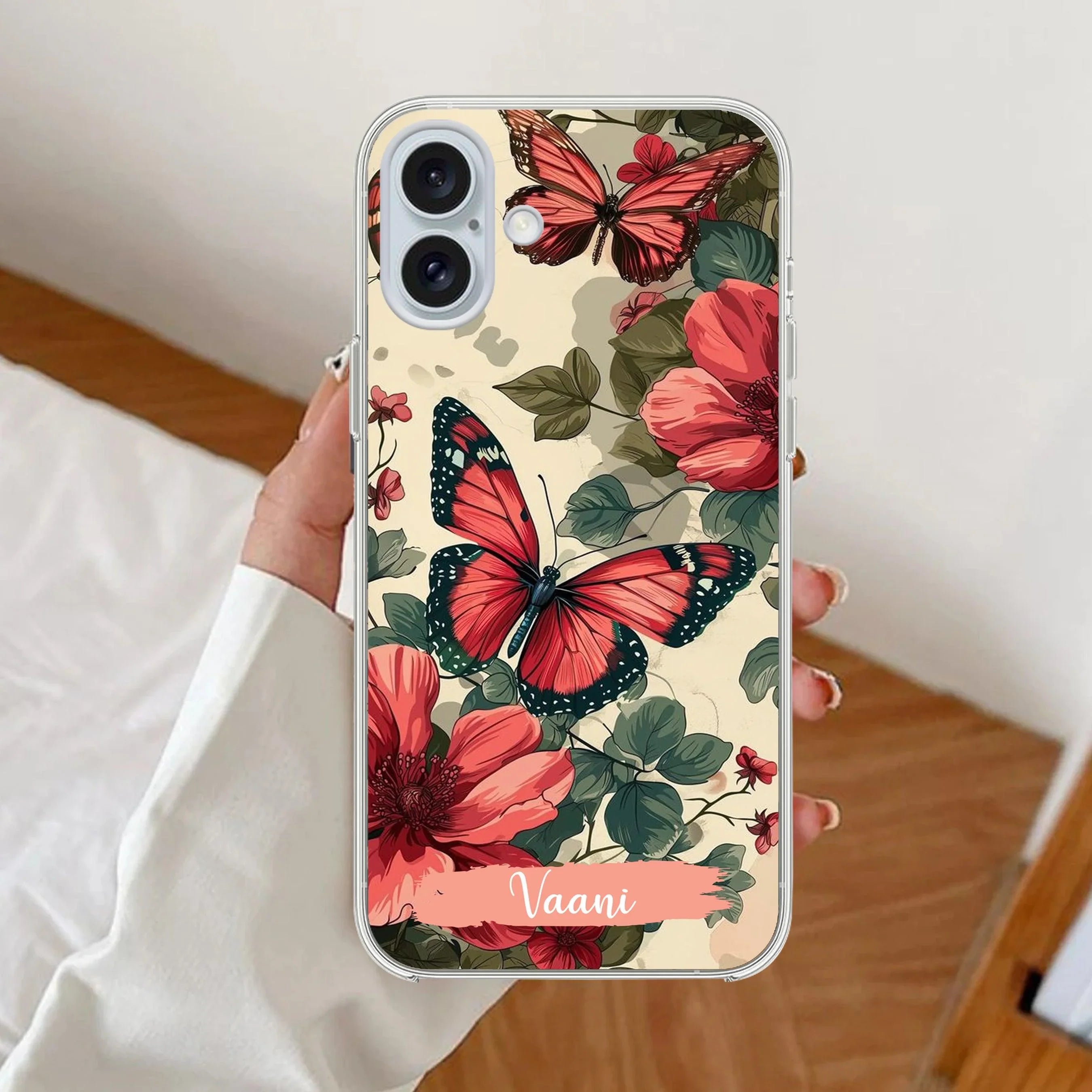 Butterfly Customize Transparent Silicon Case For iPhone