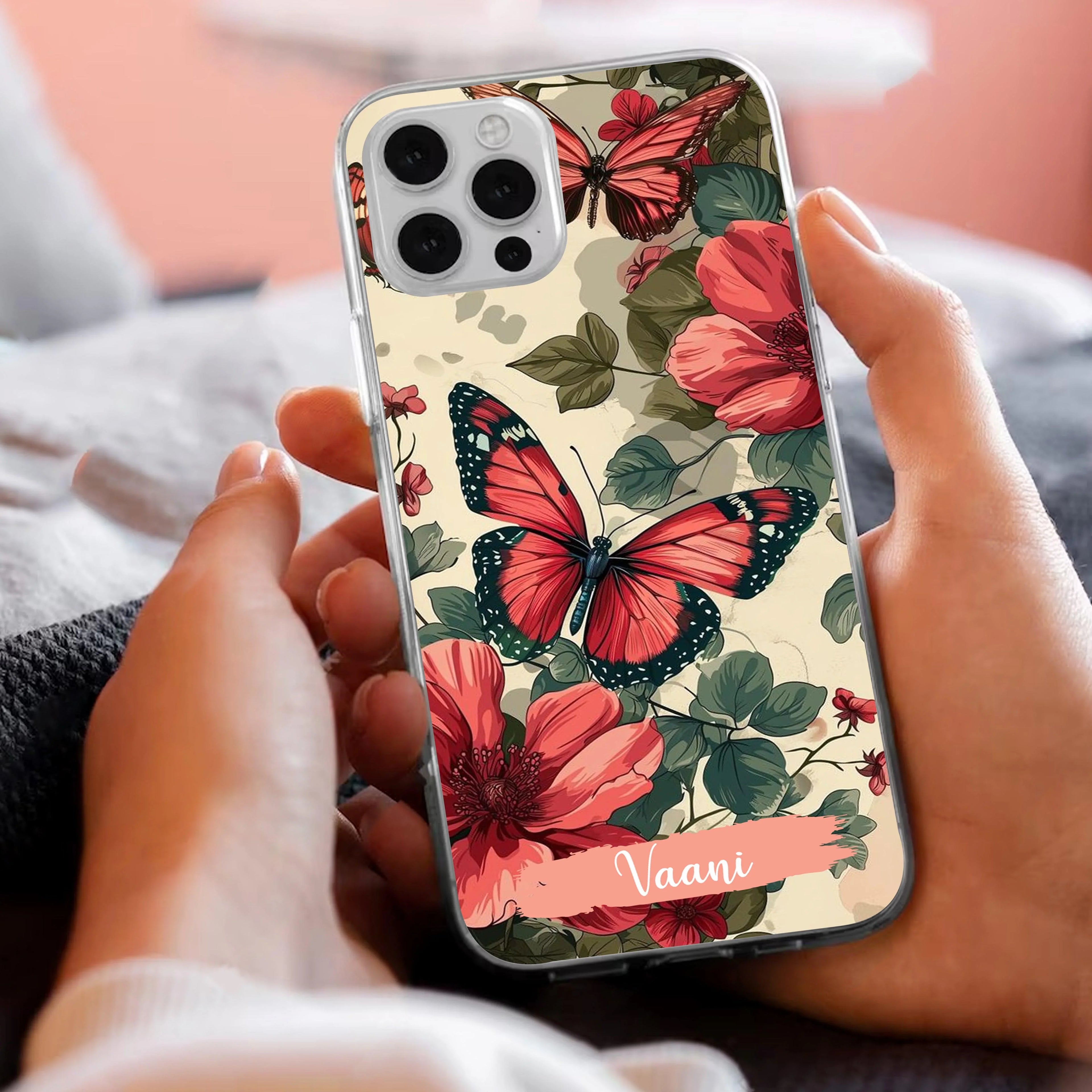 Butterfly Customize Transparent Silicon Case For iPhone