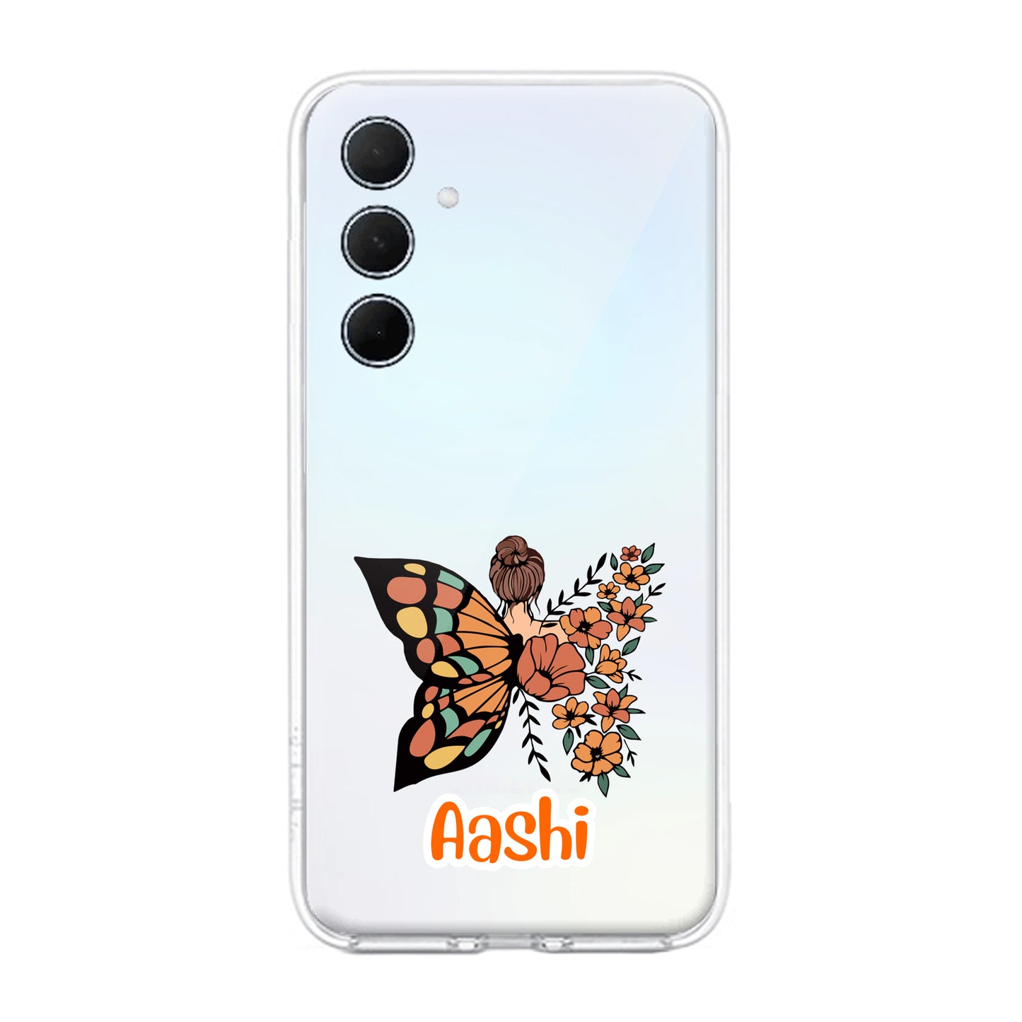 Butterfly Customize Transparent Silicon Case For Samsung