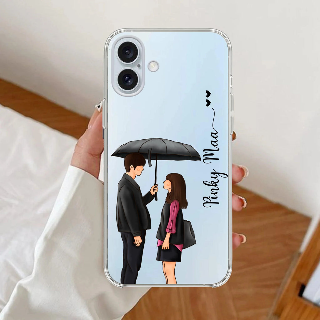 Caring Couple Customize Transparent Silicon Case For iPhone 15
