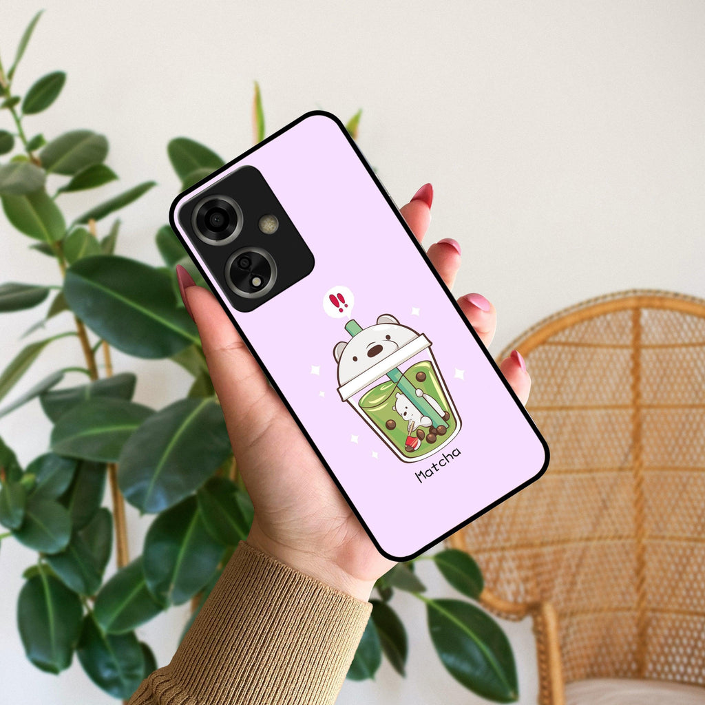 Cartoon Matcha Tea We Bare Bears Glossy Metal Case Cover For Oppo - ShopOnCliQ