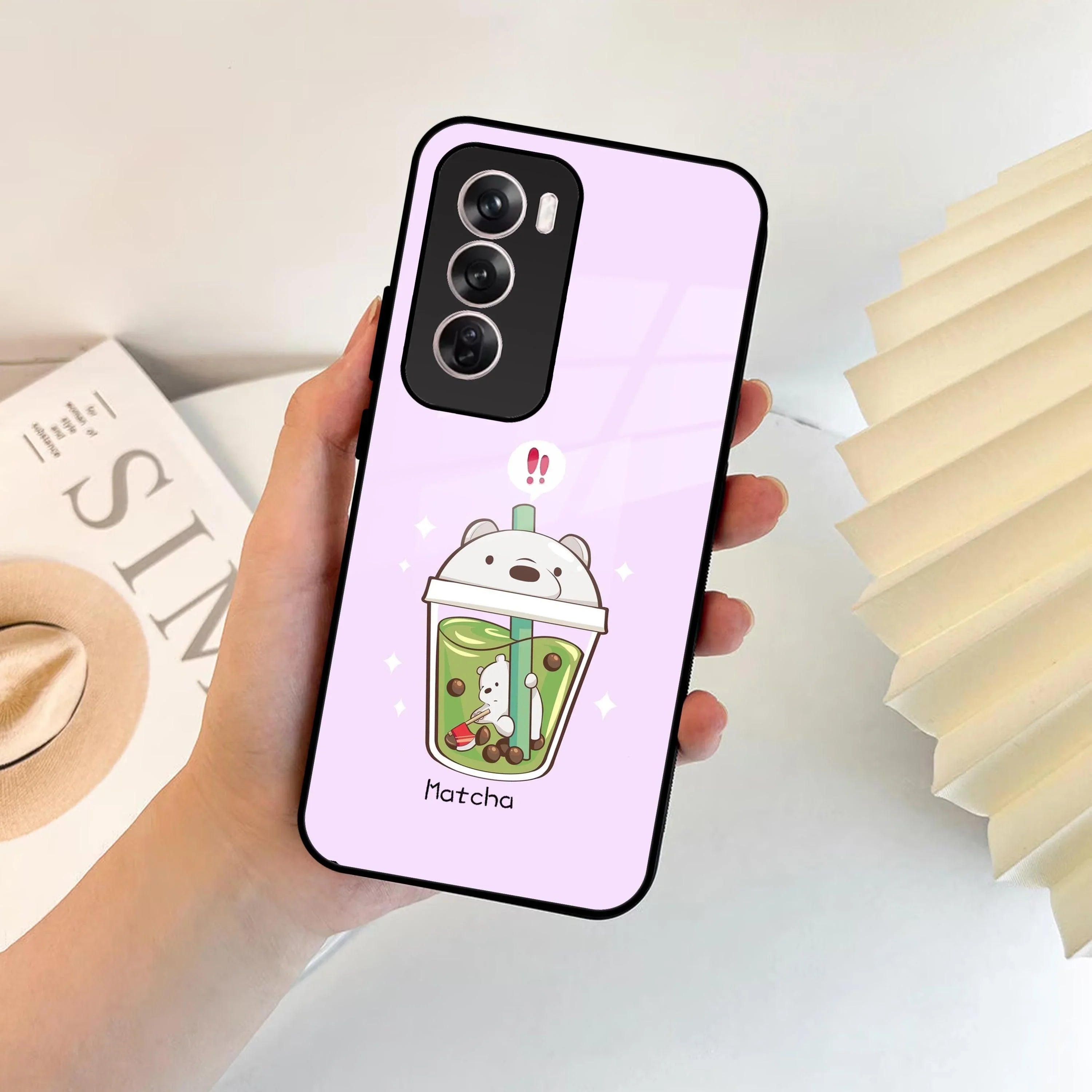 Cartoon Matcha Tea We Bare Bears Glossy Metal Case Cover For Oppo - ShopOnCliQ