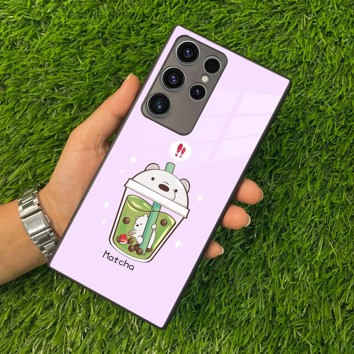 Cartoon Matcha Tea We Bare Bears Glossy Metal Case Cover For Samsung