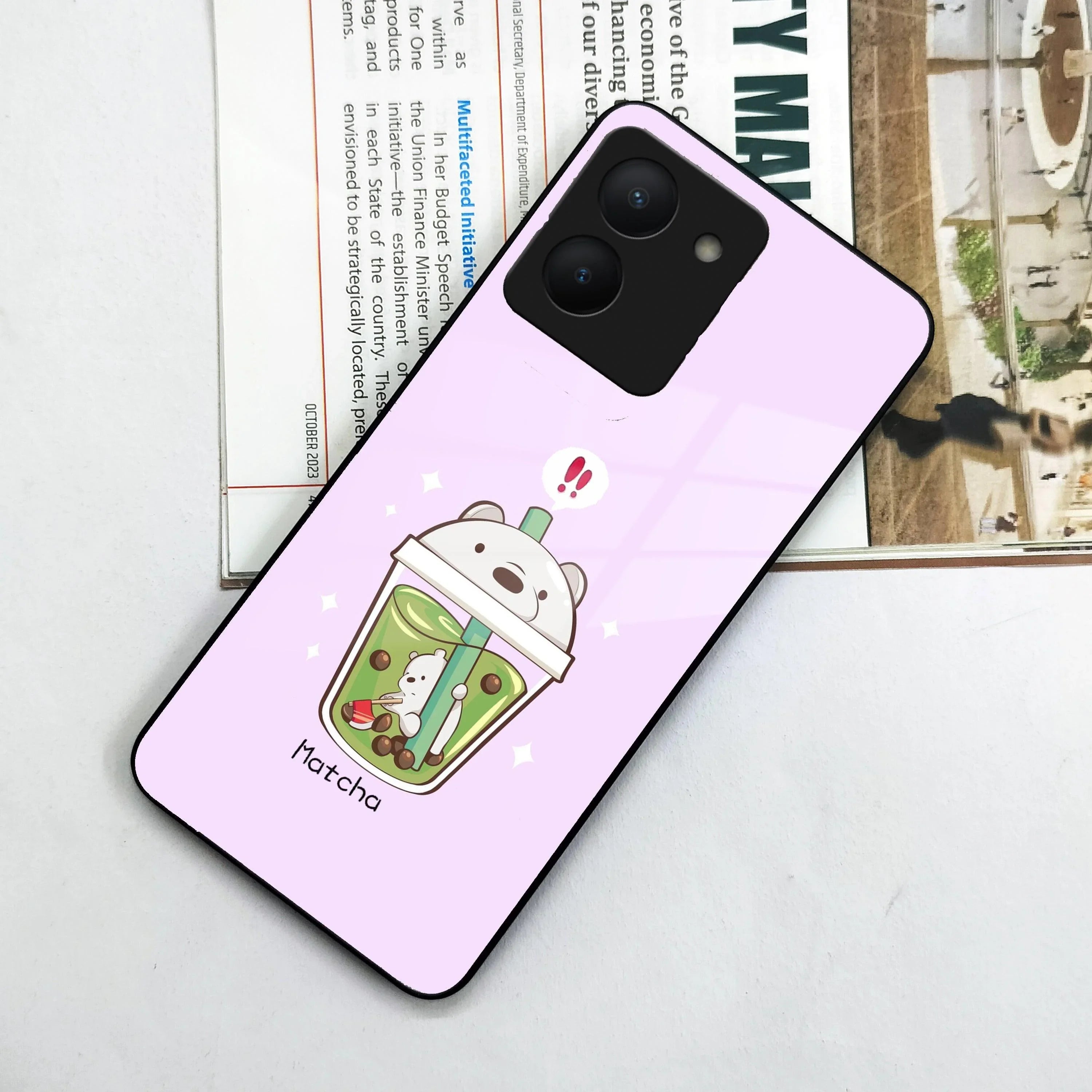Cartoon Matcha Tea We Bare Bears Glossy Metal Case Cover For Vivo - ShopOnCliQ