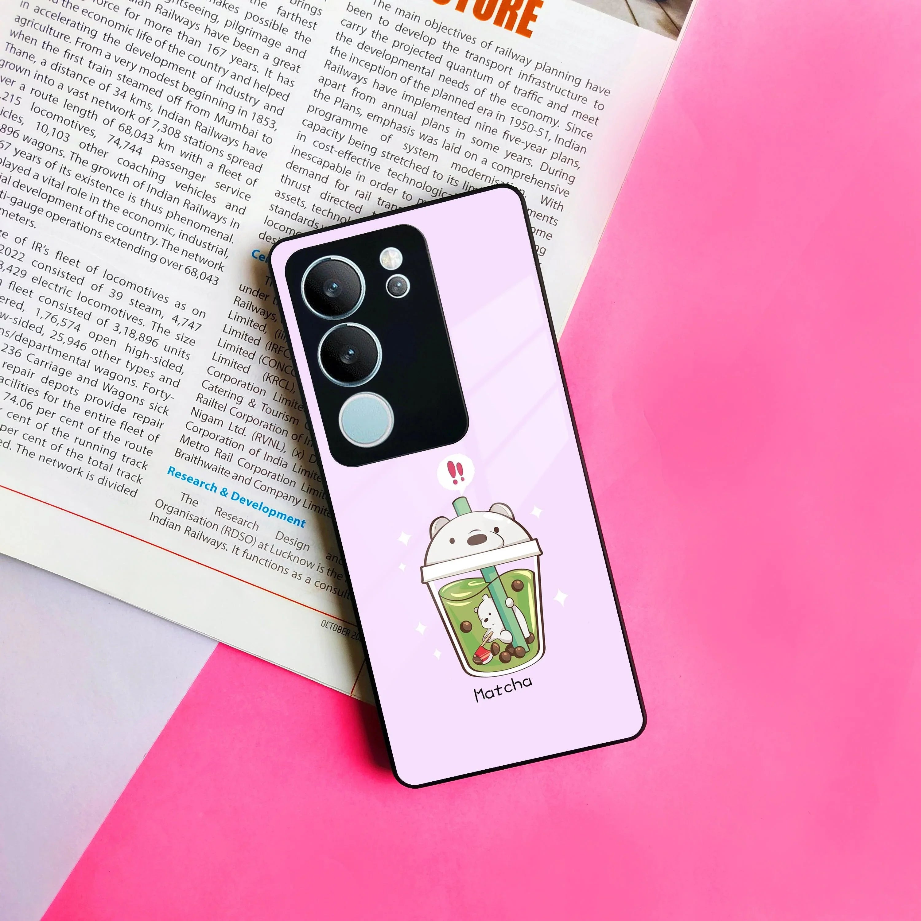 Cartoon Matcha Tea We Bare Bears Glossy Metal Case Cover For Vivo - ShopOnCliQ