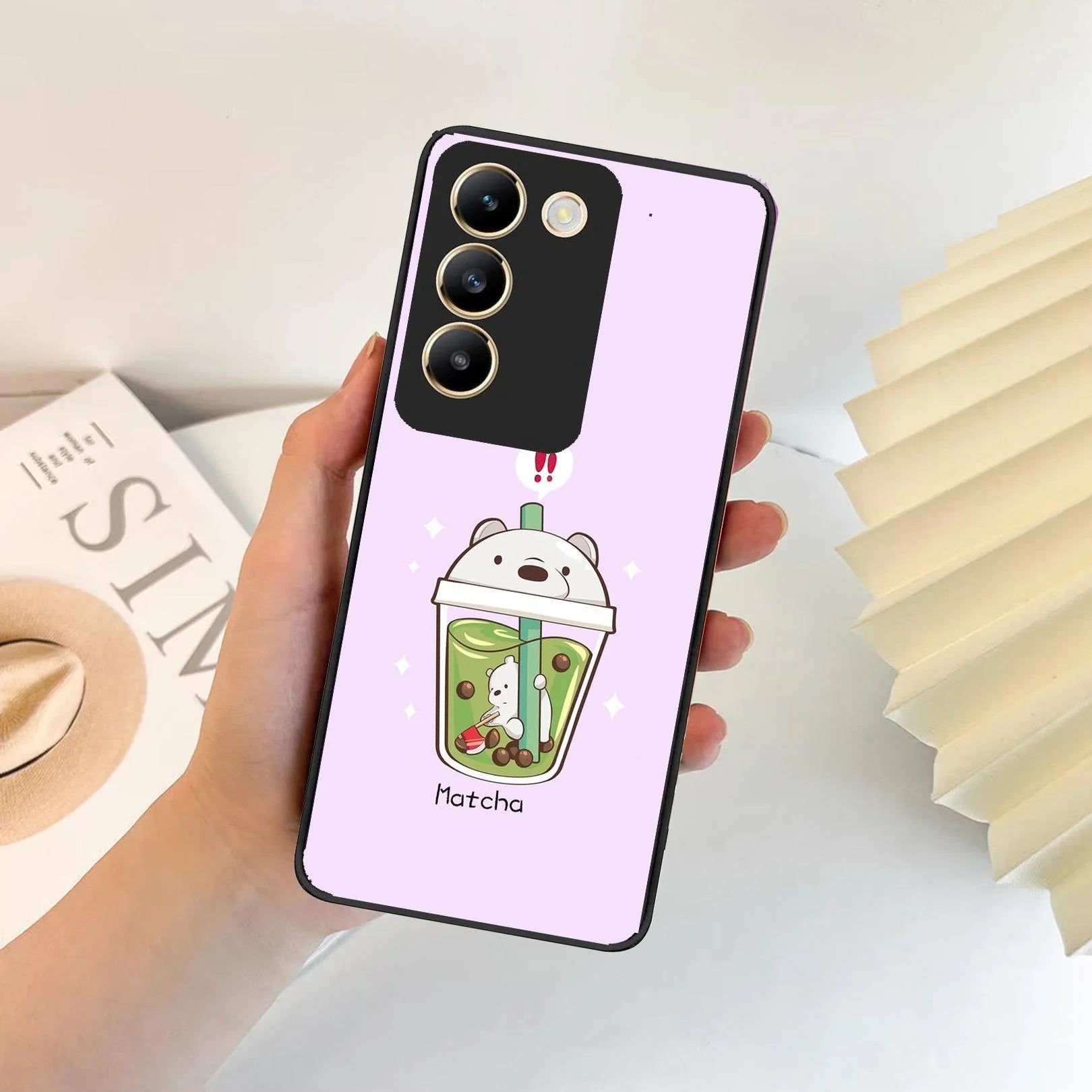 Cartoon Matcha Tea We Bare Bears Glossy Metal Case Cover For Vivo - ShopOnCliQ