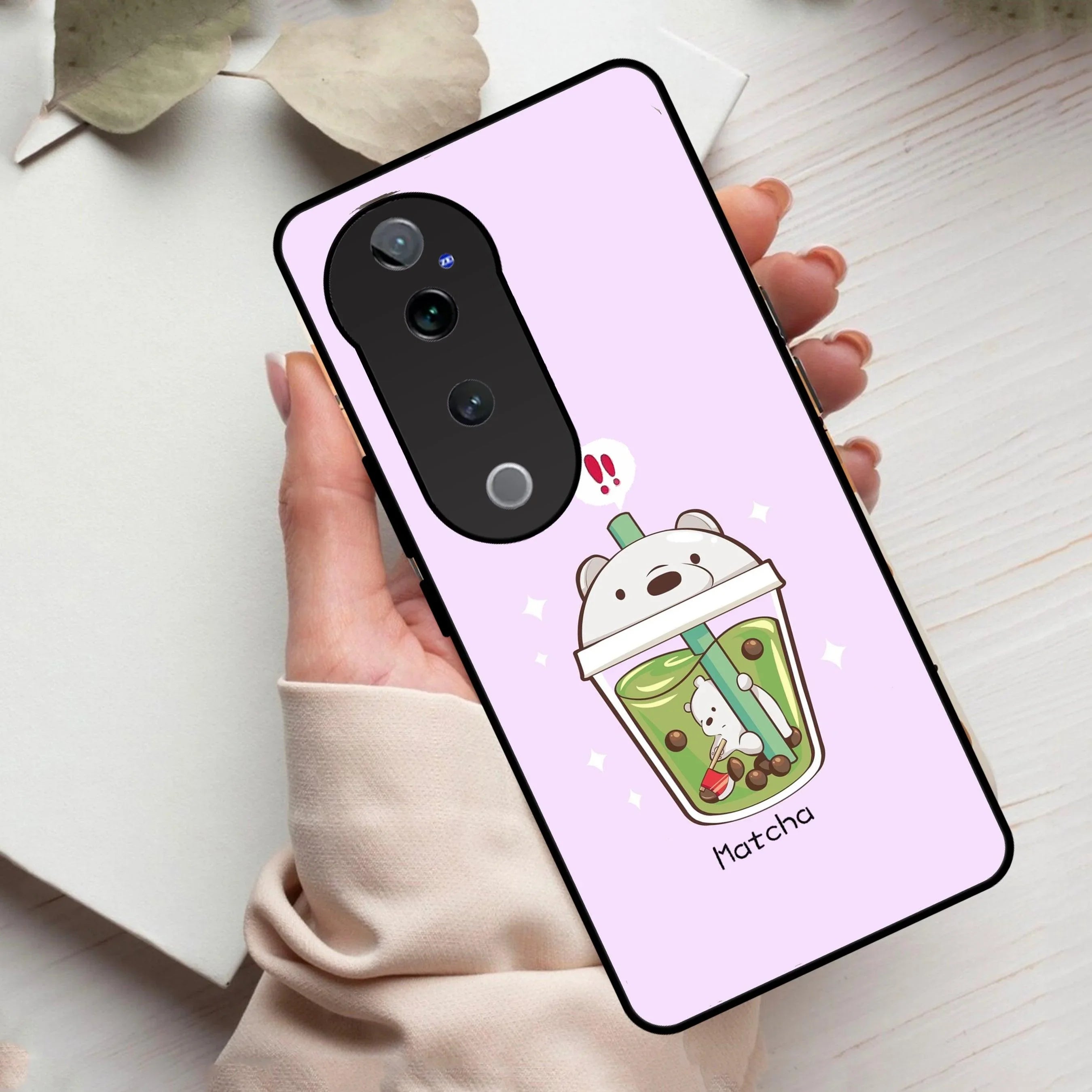 Cartoon Matcha Tea We Bare Bears Glossy Metal Case Cover For Vivo - ShopOnCliQ