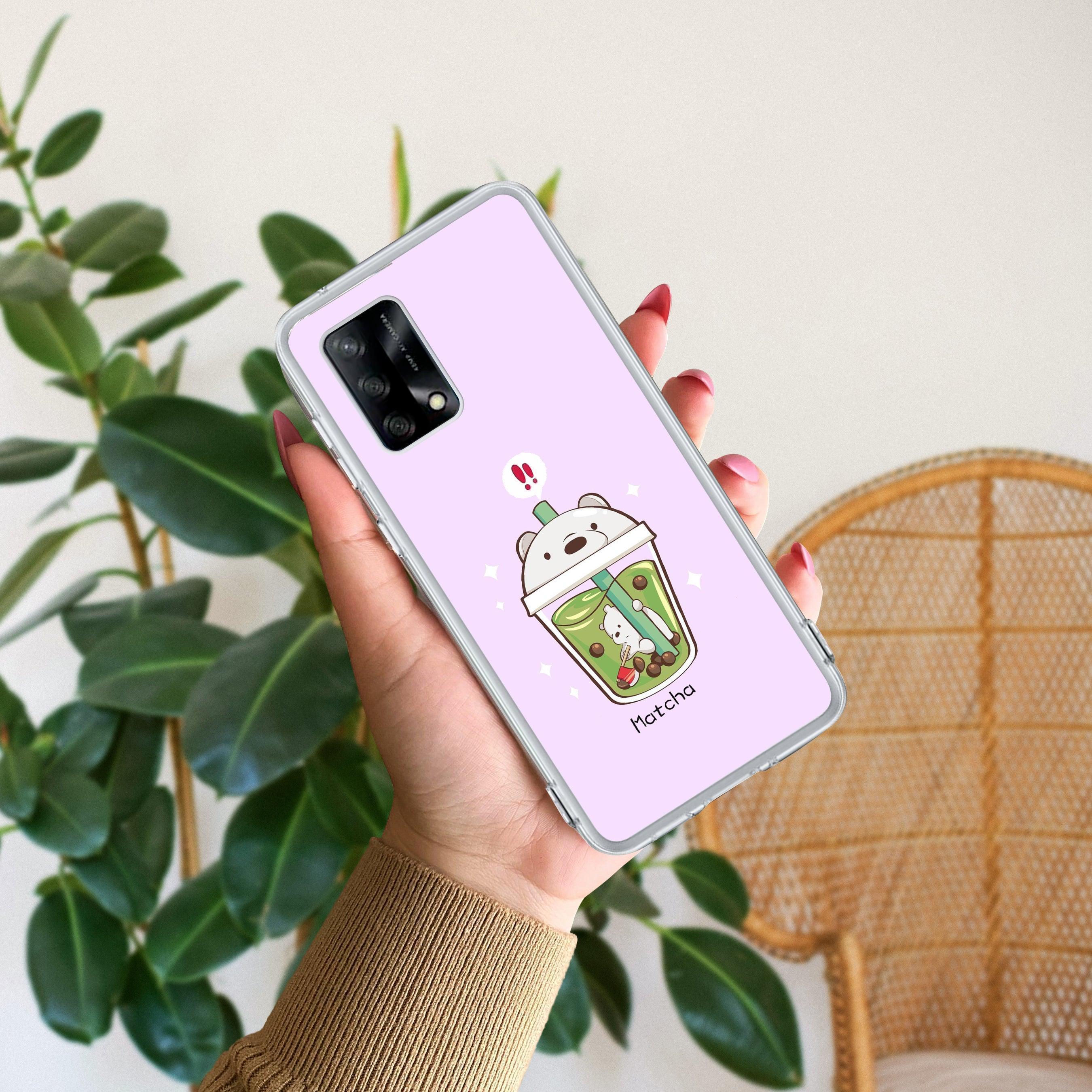Cartoon Matcha Tea We Bare Bears Anti Yellow Case For Oppo F19 / Oppo F19s