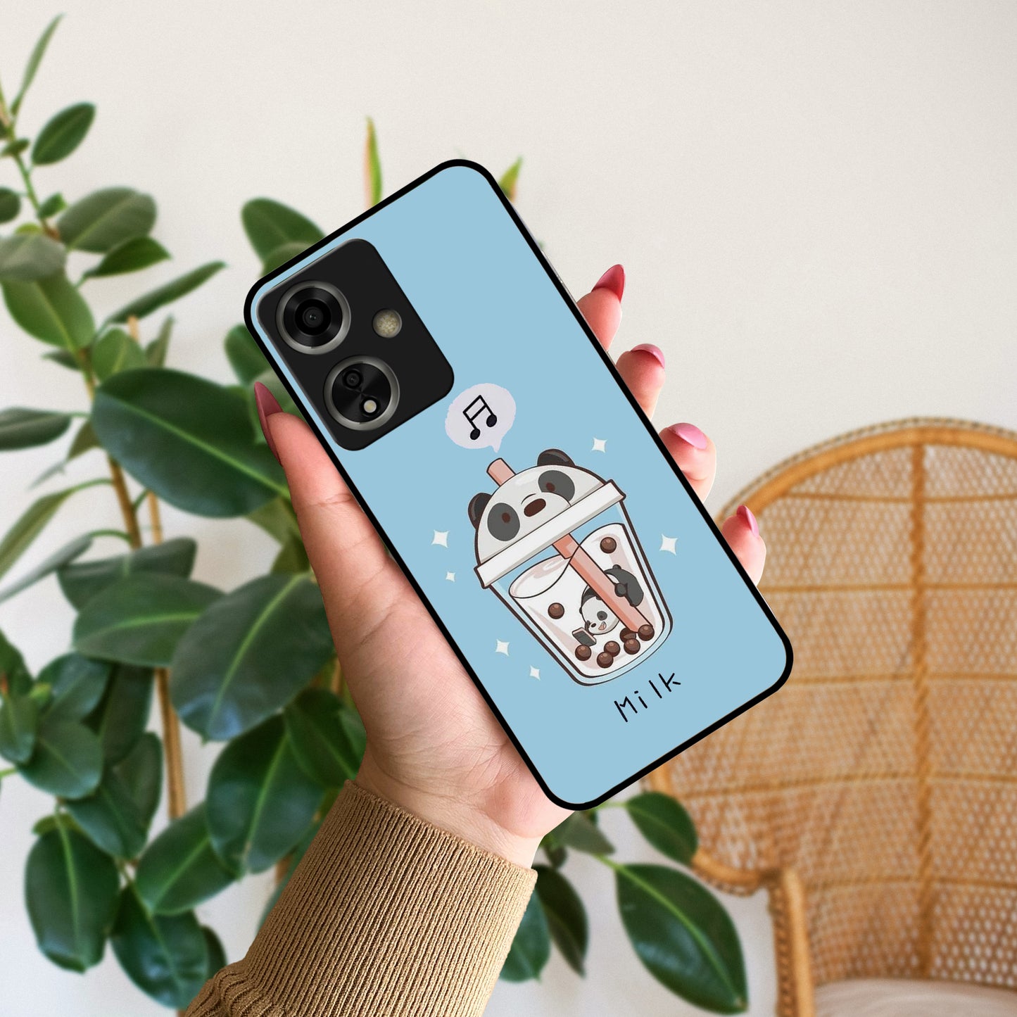 Cartoon Milk Tea We Bare Bears Glossy Metal Case Cover For Oppo - ShopOnCliQ