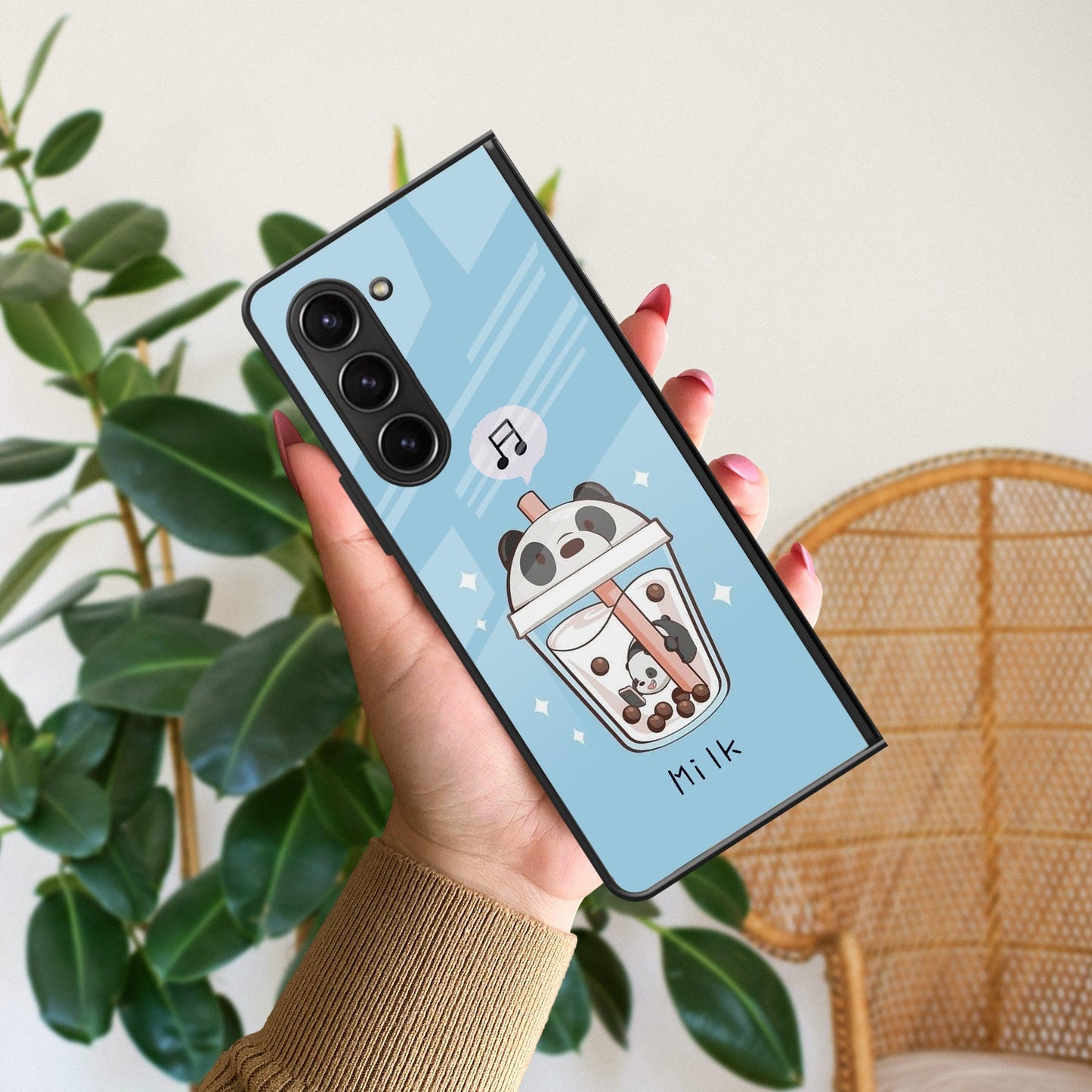 Cartoon Milk Tea We Bare Bears Glossy Metal Case Cover For Samsung