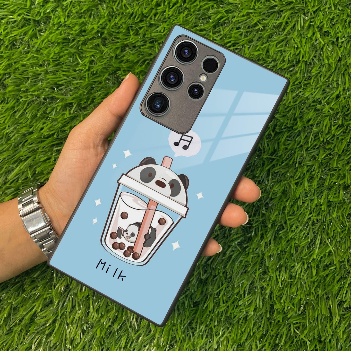 Cartoon Milk Tea We Bare Bears Glossy Metal Case Cover For Samsung