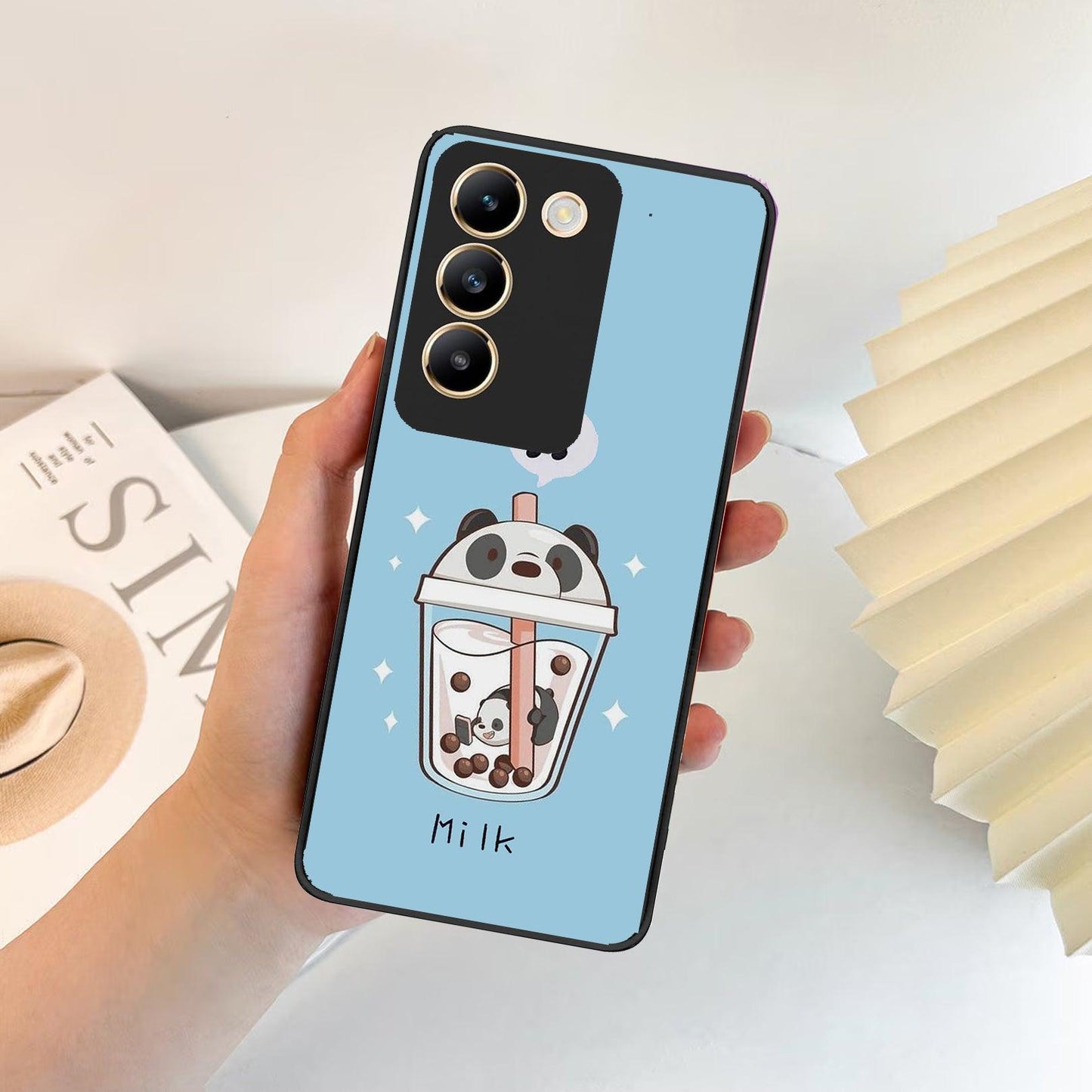 Cartoon Milk Tea We Bare Bears Glossy Metal Case Cover For Vivo