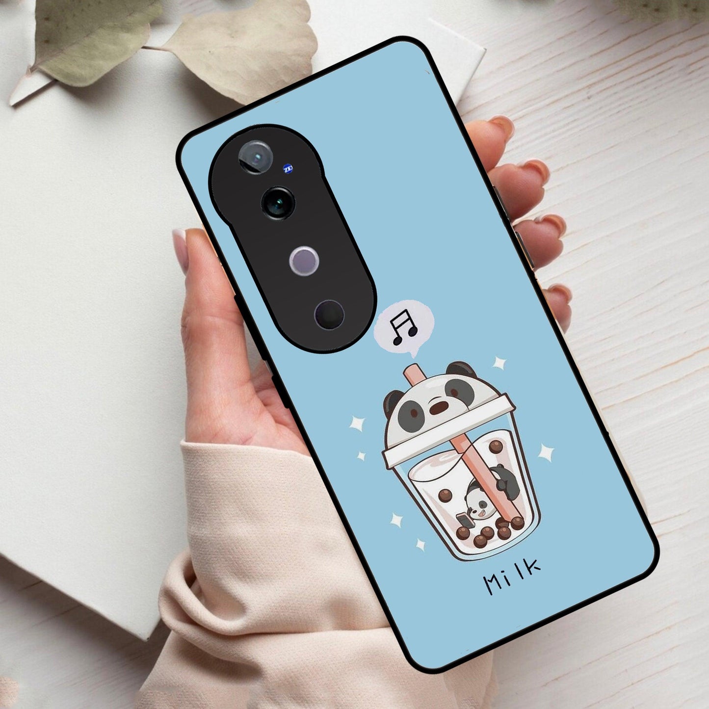 Cartoon Milk Tea We Bare Bears Glossy Metal Case Cover For Vivo