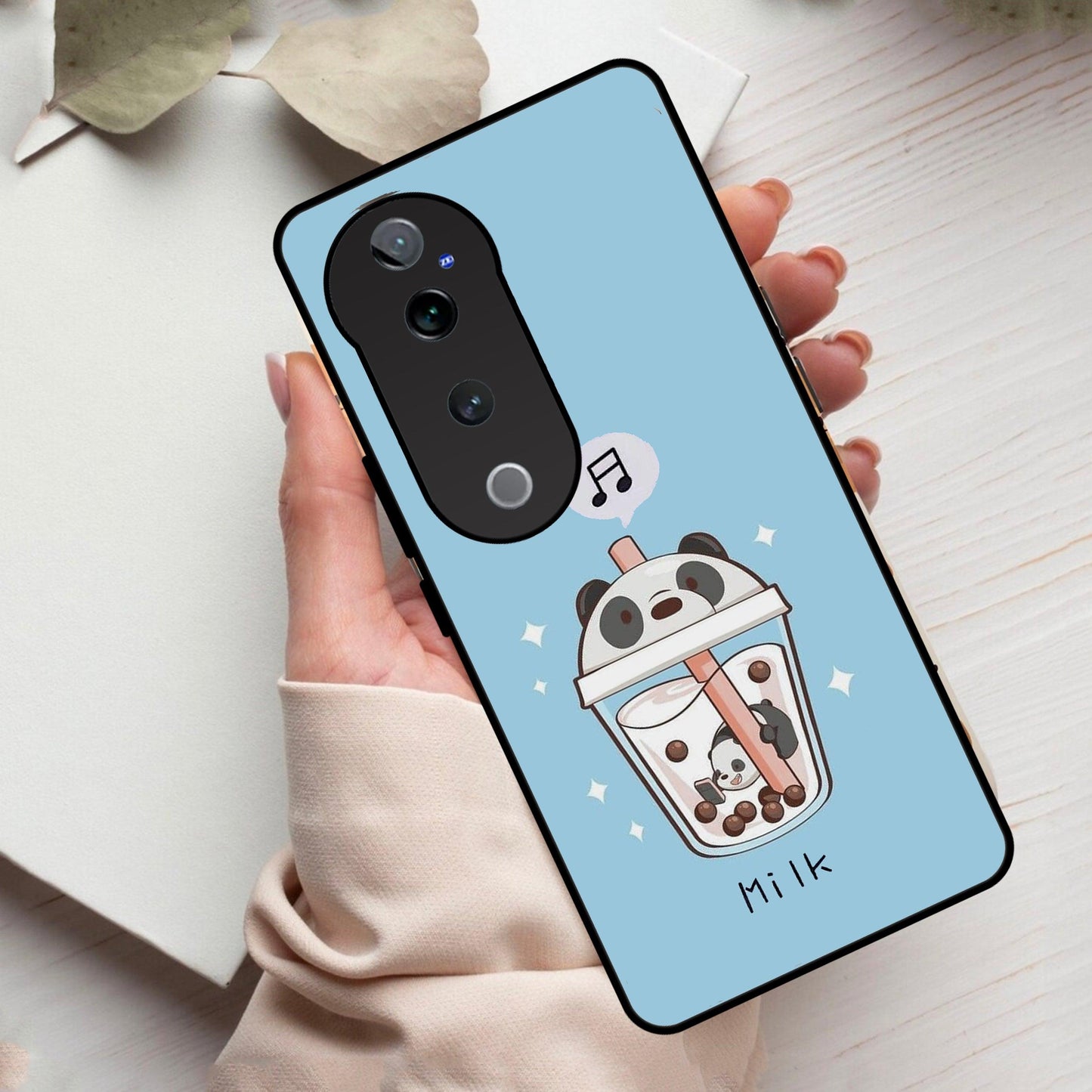 Cartoon Milk Tea We Bare Bears Glossy Metal Case Cover For Vivo