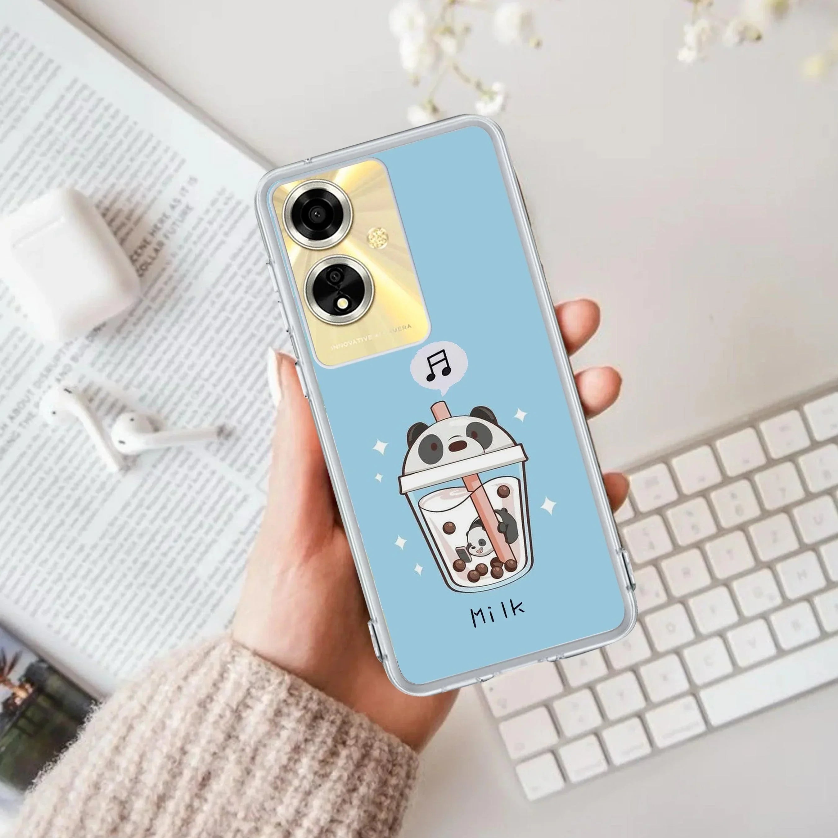 Cartoon Milk Tea We Bare Bears Anti Yellow Case For Oppo A59 5G