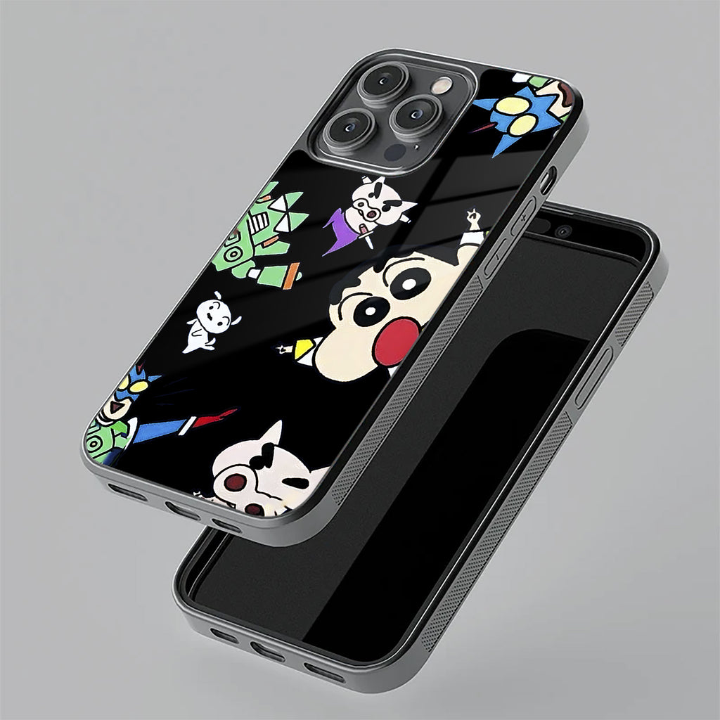 Cartoon Pattern Glass Case Cover For iPhone 15 Plus